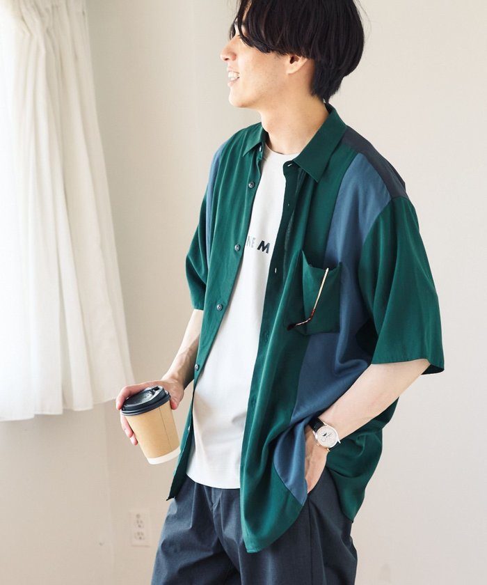 【グローバルワーク/GLOBAL WORK / MEN】のサラサマ快適シャツ/切り替え/半袖/286399 インテリア・キッズ・メンズ・レディースファッション・服の通販 founy(ファニー) https://founy.com/ ファッション Fashion メンズファッション Fashion for Men カーディガン Cardigan, Knitwear ドレープ Drape, Draping Fabric フロント Front, Front Design リラックス Relax, Relaxed Fit エレガント 上品 Elegant 半袖 Short Sleeve, Half Sleeve 夏 Summer 羽織 Haori, Light Jacket |ID: prp329100004573829 ipo3291000000032987995