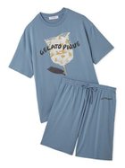 【ジェラートピケ オム/GELATO PIQUE HOMME / MEN】の【HOMME】【接触冷感】レーヨン夏祭りプリントTシャツ トハーフパンツセット BLU[086]|ID: prp329100004573846 ipo3291000000032626572