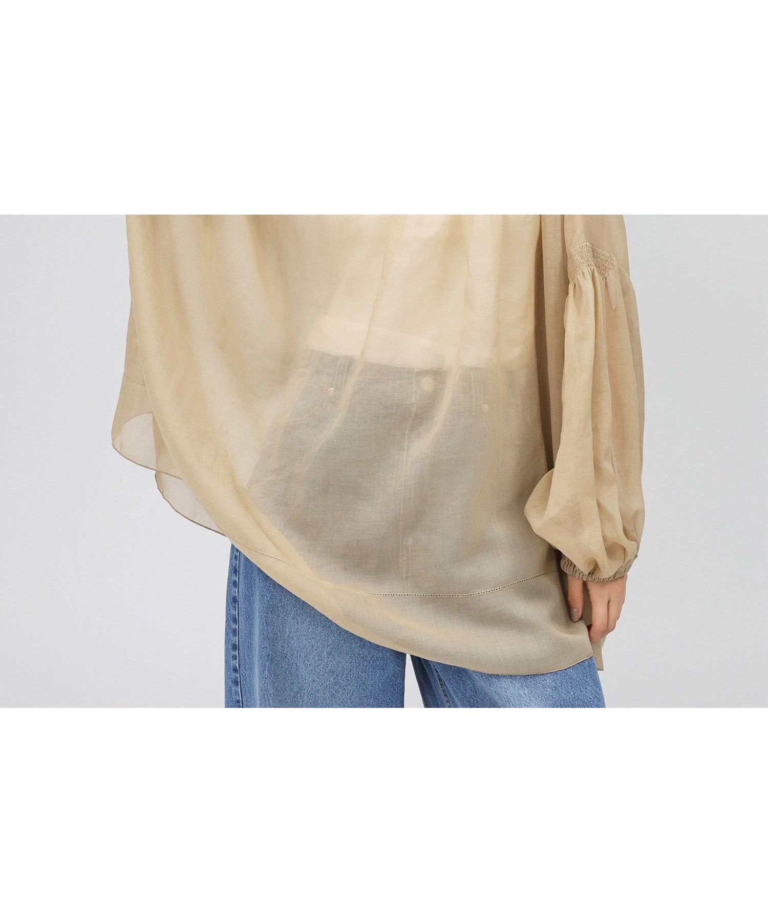【バビロン/BABYLONE / KIDS】の2WAYオーガンジーブラウス インテリア・キッズ・メンズ・レディースファッション・服の通販 founy(ファニー) 　ファッション　Fashion　キッズファッション　KIDS　インナー　Inner　オーガンジー　Organdy　春　Spring　キャミソール　Camisole　ギャザー　Gather　グラデーション　Gradation　シャーリング　Shirring　デニム　Denim　再入荷　Restock/Back In Stock/Re Arrival　おすすめ　Recommend　夏　Summer　ベージュ55|ID: prp329100004573849 ipo3291000000032375379