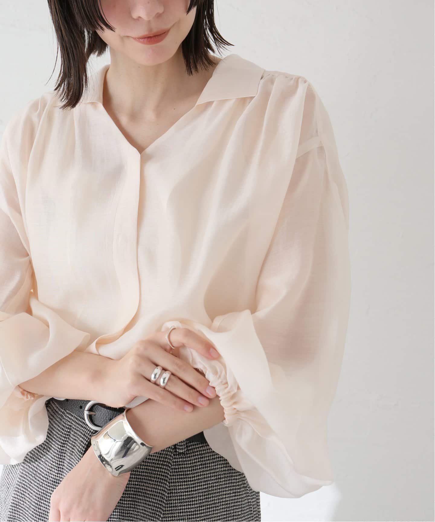 【ジャーナルスタンダード レサージュ/journal standard L'essage】のTENオーガンジーギャザーシャツ インテリア・キッズ・メンズ・レディースファッション・服の通販 founy(ファニー) 　ファッション　Fashion　レディースファッション　WOMEN　トップス・カットソー　Tops/Tshirt　シャツ/ブラウス　Shirts/Blouses　2025年　2025　2025春夏・S/S　Ss,Spring/Summer,2025　オーガンジー　Organdy　スラックス　Slacks　スリーブ　Sleeve　デニム　Denim　ナチュラル|ID: prp329100004573856 ipo3291000000032375469