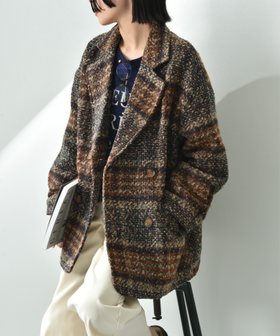 【インタープラネット/INTERPLANET】の【actuel】ブークレチェック柄コート 人気、トレンドファッション・服の通販 founy(ファニー) ファッション Fashion レディースファッション Fashion for Women アウター Coat / Outerwear Collection コート・ロングコート・ピーコート Long Coats, Peacoats & More オレンジ Orange シンプル Simple, Minimal ダブル Double, Double-Breasted チェック Check, Plaid, Tartan ベーシック Basic, Essential ルーズ Loose, Oversized 冬 Winter / This Winter |ID:prp329100004573859