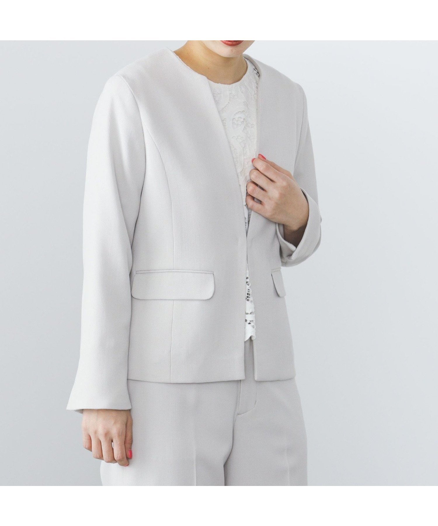 【ビームス ハート/BEAMS HEART】のドビー ノーカラージャケット(S~M) 人気、トレンドファッション・服の通販 founy(ファニー) 　ファッション　Fashion　レディースファッション　Ladies' Fashion Online　アウター　Coat Outerwear　ジャケット　Jackets　ノーカラージャケット　No Collar Leather Jackets　インナー　Inner　カットソー　Cut And Sew　ジャケット　Jacket　セットアップ　Set Up　ファブリック　Fabric　フィット　Fit　フロント　Front　おすすめ　Recommend　エレガント 上品　Elegant　セレモニー　Ceremony　入学式　Entrance Ceremony　卒業式　Graduation Ceremony　結婚式　Wedding Ceremony　披露宴　Wedding Reception　 other-1|ID: prp329100004574047 ipo3291000000032379210
