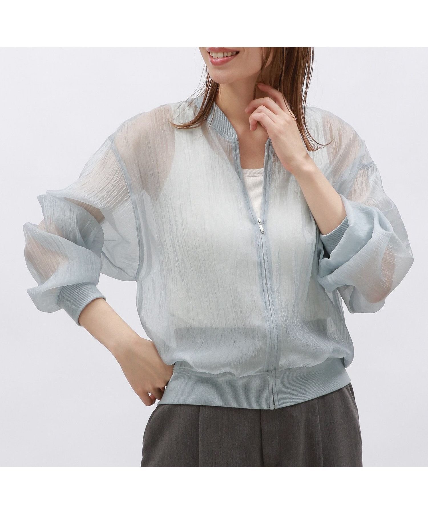 【ラコレ/LAKOLE】のシアーブルゾン インテリア・キッズ・メンズ・レディースファッション・服の通販 founy(ファニー) 　ファッション　Fashion　レディースファッション　WOMEN　アウター　Coat Outerwear　ブルゾン　Blouson/Jackets　インナー　Inner　シアー　Sheer　ブルゾン　Blouson　グレー15|ID: prp329100004574098 ipo3291000000032379577