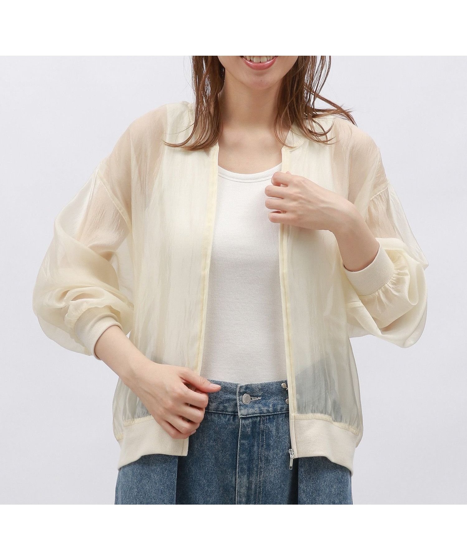 【ラコレ/LAKOLE】のシアーブルゾン インテリア・キッズ・メンズ・レディースファッション・服の通販 founy(ファニー) 　ファッション　Fashion　レディースファッション　WOMEN　アウター　Coat Outerwear　ブルゾン　Blouson/Jackets　インナー　Inner　シアー　Sheer　ブルゾン　Blouson　アイボリー52|ID: prp329100004574098 ipo3291000000032379580
