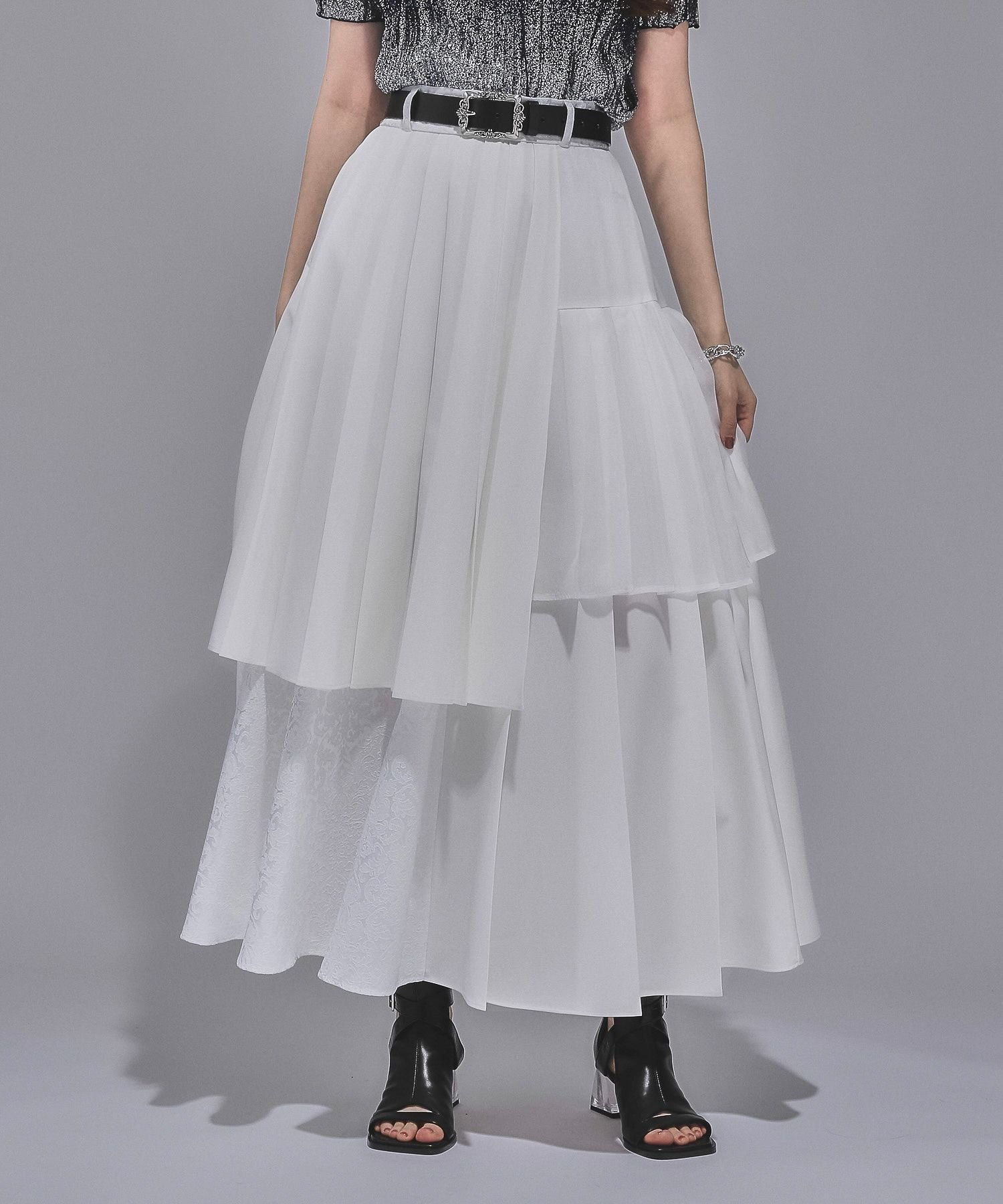 【ハレ/HARE】のジャガードプリーツレイヤースカート インテリア・キッズ・メンズ・レディースファッション・服の通販 founy(ファニー) 　ファッション　Fashion　レディースファッション　WOMEN　スカート　Skirt　おすすめ　Recommend　シアー　Sheer　ジャケット　Jacket　セットアップ　Set Up　ダウン　Down　プリーツ　Pleats　エレガント 上品　Elegant　人気　Popularity　夏　Summer　定番　Standard　ホワイト05|ID: prp329100004574112 ipo3291000000032516247