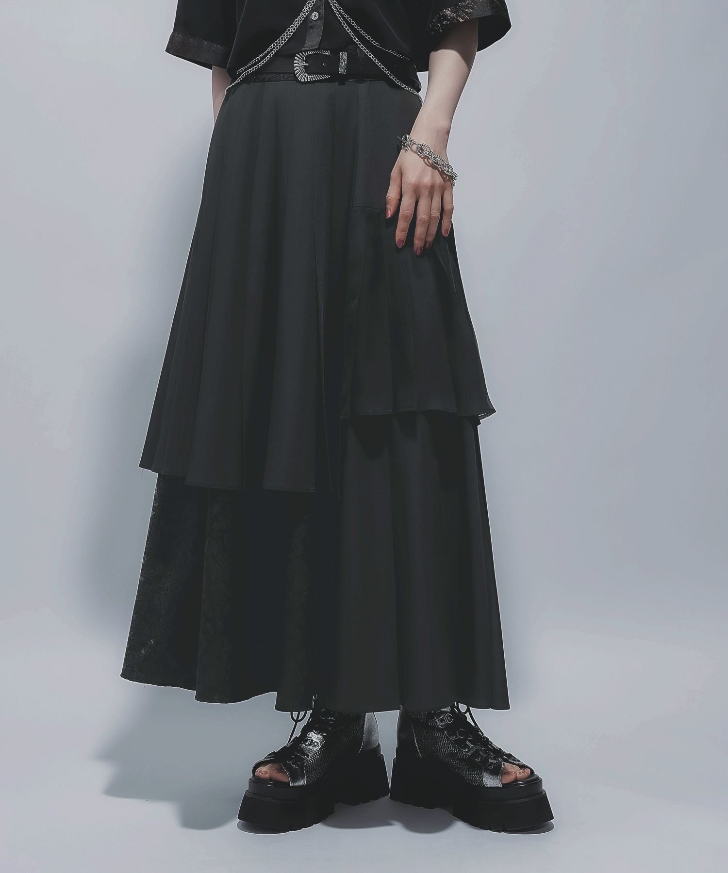 【ハレ/HARE】のジャガードプリーツレイヤースカート インテリア・キッズ・メンズ・レディースファッション・服の通販 founy(ファニー) 　ファッション　Fashion　レディースファッション　WOMEN　スカート　Skirt　おすすめ　Recommend　シアー　Sheer　ジャケット　Jacket　セットアップ　Set Up　ダウン　Down　プリーツ　Pleats　エレガント 上品　Elegant　人気　Popularity　夏　Summer　定番　Standard　ブラック09|ID: prp329100004574112 ipo3291000000032516249