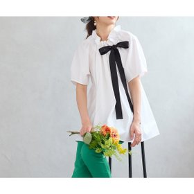 【ローズティアラ/Rose Tiara】の【接触冷感/UVカット/イージーケア/水洗いOK】ギャザーリボンブラウス 人気、トレンドファッション・服の通販 founy(ファニー) ファッション Fashion レディースファッション Fashion for Women トップス・カットソー Cut & Sew Tops シャツ・ブラウス・オフィスカジュアル Elegant Blouses & Button-Ups バランス Balance, Style Balance リボン Ribbon, Bow |ID:prp329100004574152