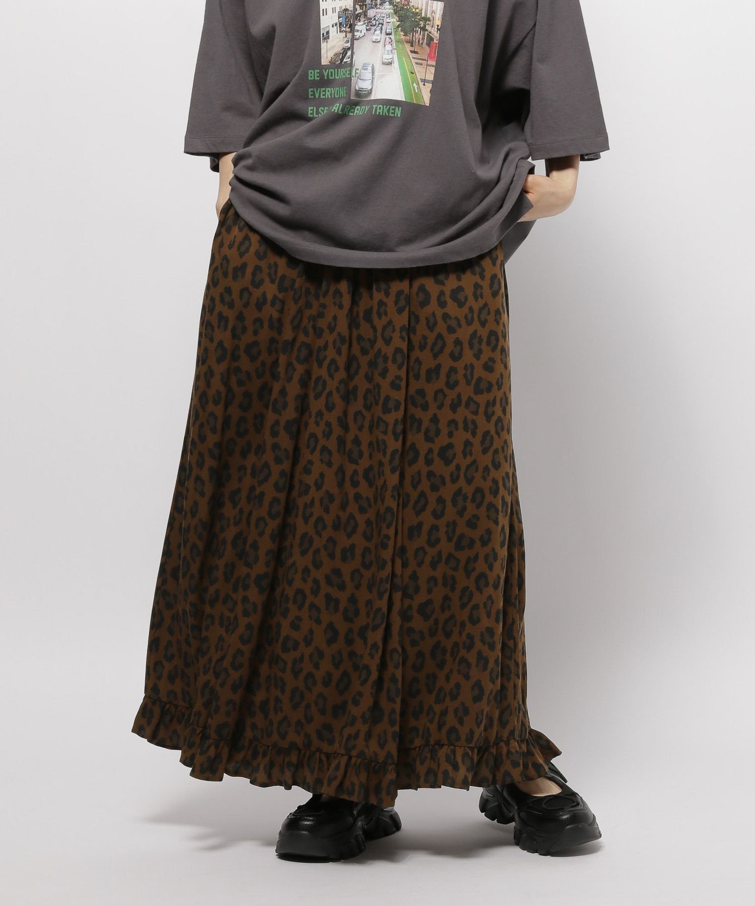 【ニコアンド/niko and】のアニマルプリントスカート インテリア・キッズ・メンズ・レディースファッション・服の通販 founy(ファニー) 　ファッション　Fashion　レディースファッション　Ladies' Fashion Online　スカート　Skirt　おすすめ　Recommend　なめらか　Smooth　アニマル　Animal　ドレープ　Drape　ヒョウ　Leopard　フリル　Frills　プリント　Print　レオパード　Leopard　ロング　Long　夏　Summer　レオパード|ID: prp329100004574174 ipo3291000000032606085