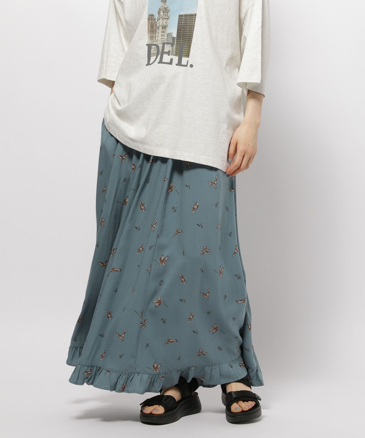 【ニコアンド/niko and】のアニマルプリントスカート インテリア・キッズ・メンズ・レディースファッション・服の通販 founy(ファニー) 　ファッション　Fashion　レディースファッション　Ladies' Fashion Online　スカート　Skirt　おすすめ　Recommend　なめらか　Smooth　アニマル　Animal　ドレープ　Drape　ヒョウ　Leopard　フリル　Frills　プリント　Print　レオパード　Leopard　ロング　Long　夏　Summer　イーグル|ID: prp329100004574174 ipo3291000000032606088