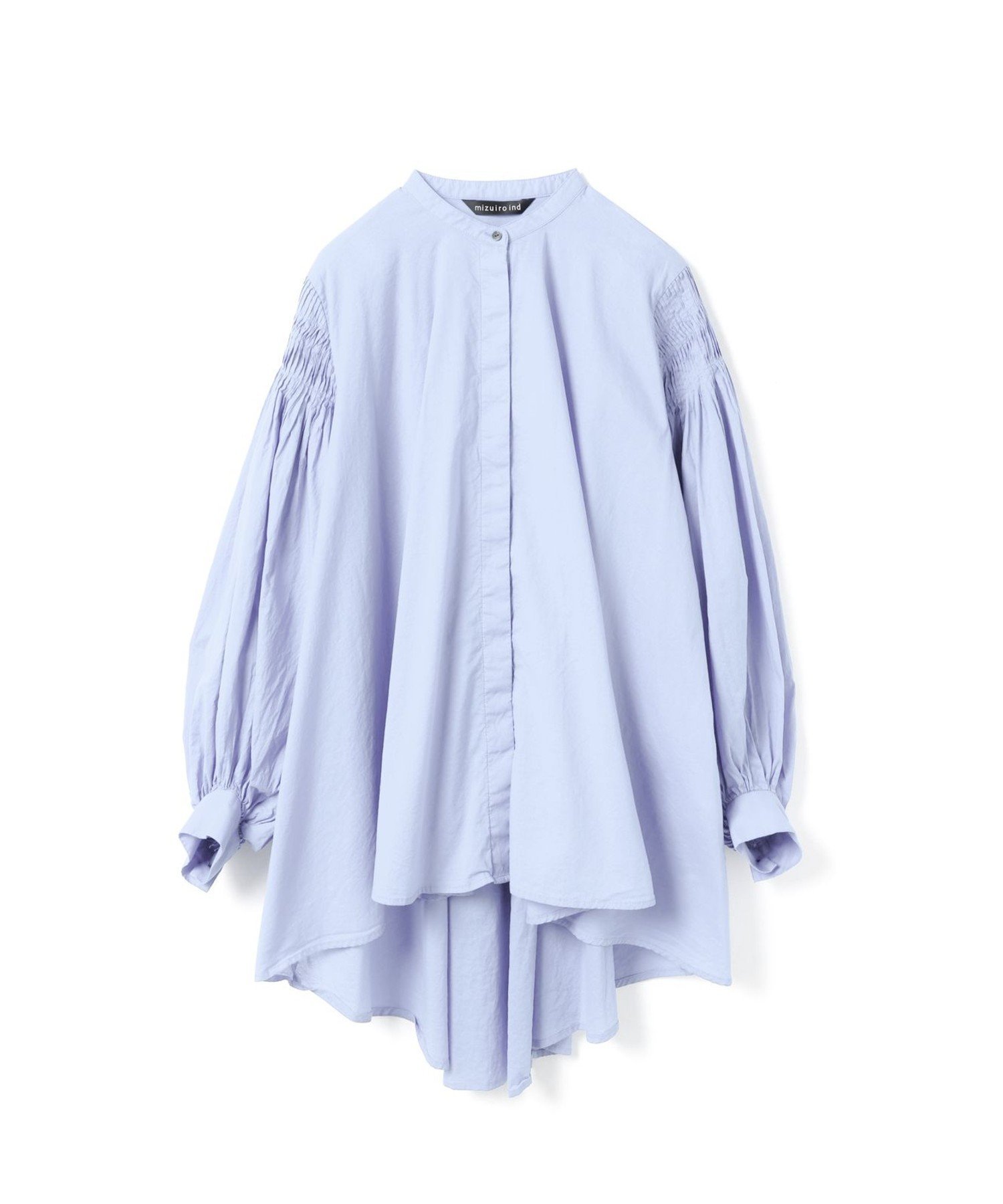 【マーコート/MARcourt】のmizuiro ind ピンタックパフスリーブシャツ インテリア・キッズ・メンズ・レディースファッション・服の通販 founy(ファニー) 　ファッション　Fashion　レディースファッション　WOMEN　トップス・カットソー　Tops/Tshirt　シャツ/ブラウス　Shirts/Blouses　スタンド　Stand　スリーブ　Sleeve　フロント　Front　ポケット　Pocket　人気　Popularity　無地　Plain Color　長袖　Long Sleeve　ライトブルー|ID: prp329100004574279 ipo3291000000032381493