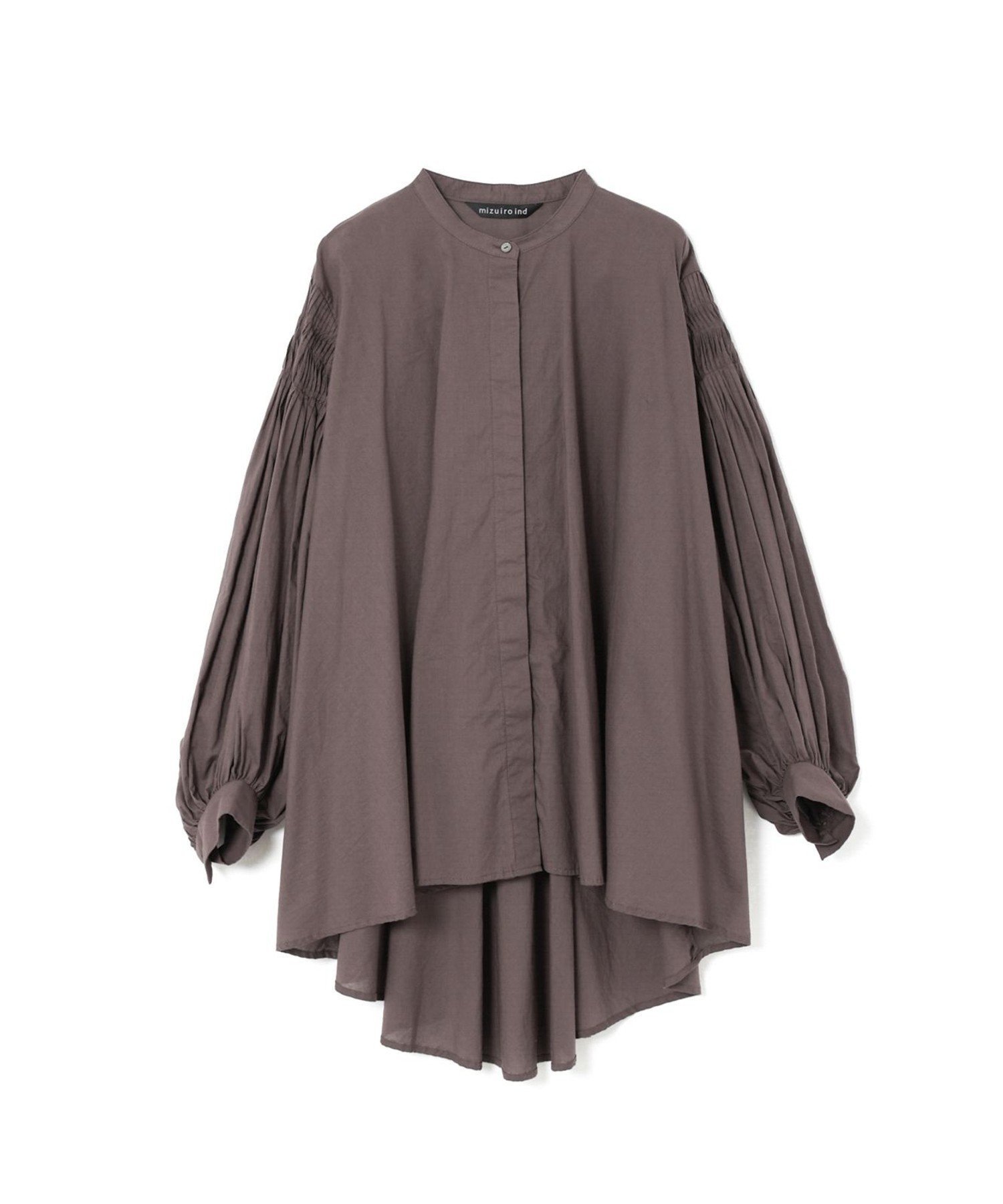 【マーコート/MARcourt】のmizuiro ind ピンタックパフスリーブシャツ インテリア・キッズ・メンズ・レディースファッション・服の通販 founy(ファニー) 　ファッション　Fashion　レディースファッション　WOMEN　トップス・カットソー　Tops/Tshirt　シャツ/ブラウス　Shirts/Blouses　スタンド　Stand　スリーブ　Sleeve　フロント　Front　ポケット　Pocket　人気　Popularity　無地　Plain Color　長袖　Long Sleeve　グレーA|ID: prp329100004574279 ipo3291000000032381507