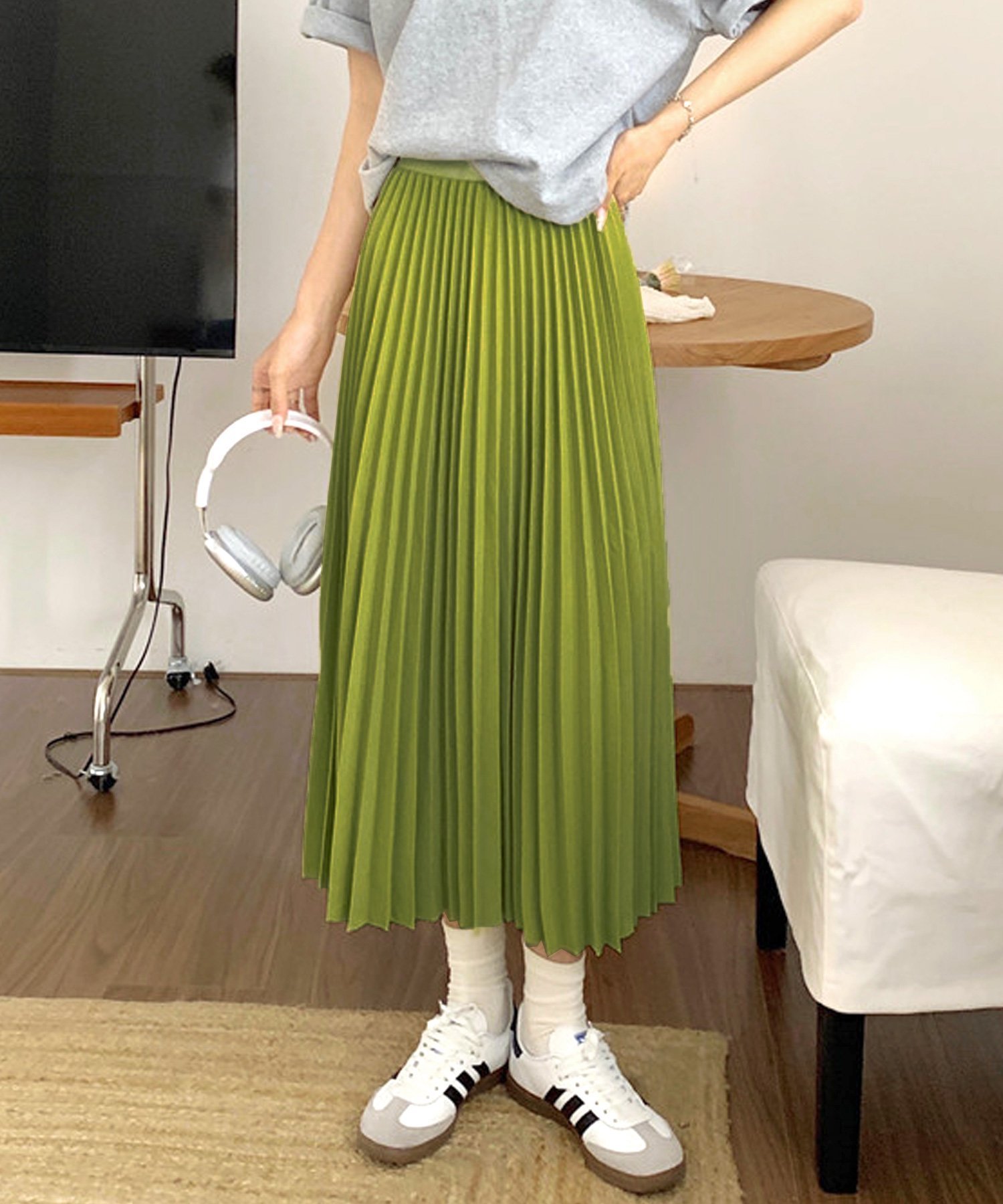 【アミュレット/Amulet】の【Dewlily】ロングプリーツスカート インテリア・キッズ・メンズ・レディースファッション・服の通販 founy(ファニー) 　ファッション　Fashion　レディースファッション　WOMEN　スカート　Skirt　プリーツスカート　Pleated Skirts　スウェット　Sweat　プリーツ　Pleats　ロング　Long　グリーン|ID: prp329100004574297 ipo3291000000032381841