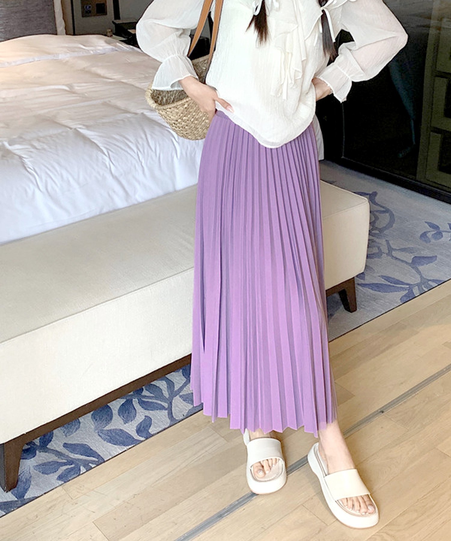 【アミュレット/Amulet】の【Dewlily】ロングプリーツスカート インテリア・キッズ・メンズ・レディースファッション・服の通販 founy(ファニー) 　ファッション　Fashion　レディースファッション　WOMEN　スカート　Skirt　プリーツスカート　Pleated Skirts　スウェット　Sweat　プリーツ　Pleats　ロング　Long　パープル|ID: prp329100004574297 ipo3291000000032381845