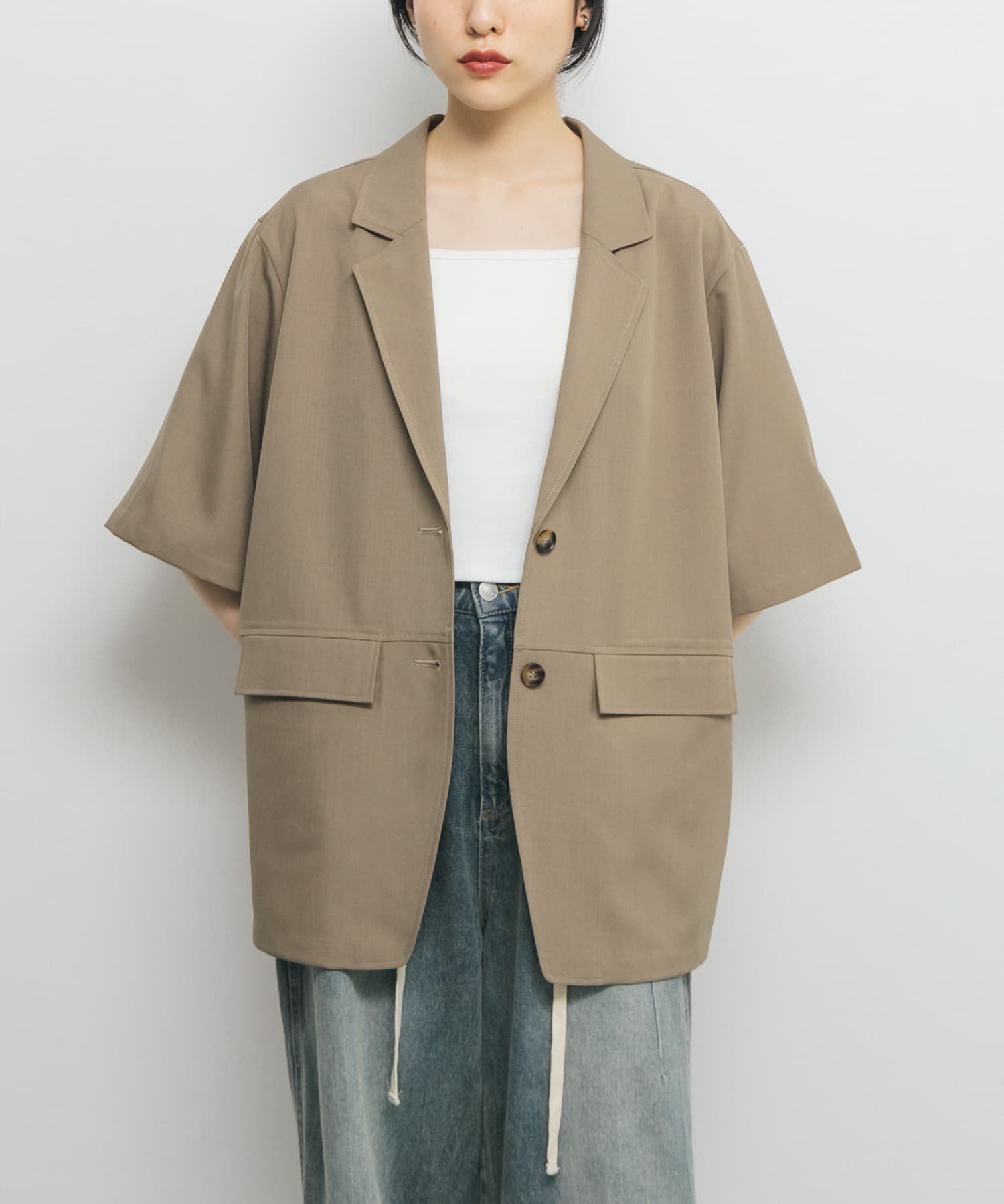 【ケービーエフ/KBF / URBAN RESEARCH】のハーフスリーブルーズジャケット 人気、トレンドファッション・服の通販 founy(ファニー) 　ファッション　Fashion　レディースファッション　WOMEN　アウター　Coat Outerwear　ジャケット　Jackets　2025年　2025　2025春夏・S/S　Ss,Spring/Summer,2025　カッティング　Cutting　シンプル　Simple　ジャケット　Jacket　フラップ　Flap　フロント　Front　ベーシック　Basic　ビジネス 仕事 通勤　Business　夏　Summer　S/S・春夏　Ss・Spring/Summer　 other-1|ID: prp329100004574365 ipo3291000000032382387