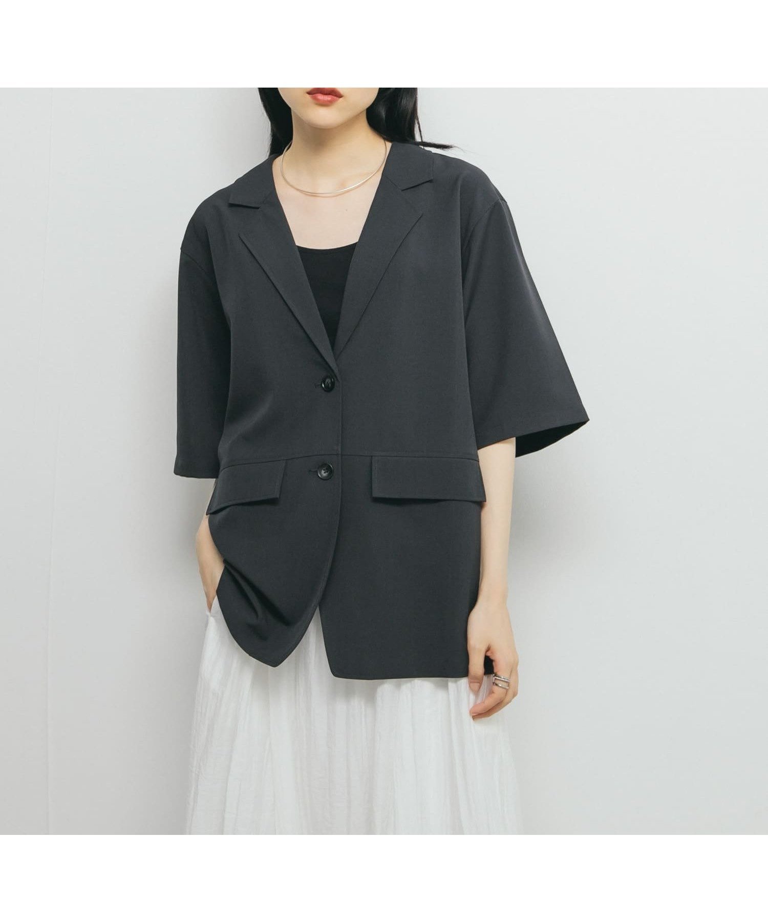 【ケービーエフ/KBF / URBAN RESEARCH】のハーフスリーブルーズジャケット インテリア・キッズ・メンズ・レディースファッション・服の通販 founy(ファニー) 　ファッション　Fashion　レディースファッション　WOMEN　アウター　Coat Outerwear　ジャケット　Jackets　2025年　2025　2025春夏・S/S　Ss,Spring/Summer,2025　カッティング　Cutting　シンプル　Simple　ジャケット　Jacket　フラップ　Flap　フロント　Front　ベーシック　Basic　ビジネス 仕事 通勤　Business　夏　Summer　S/S・春夏　Ss・Spring/Summer　CHARCOAL|ID: prp329100004574365 ipo3291000000032382390