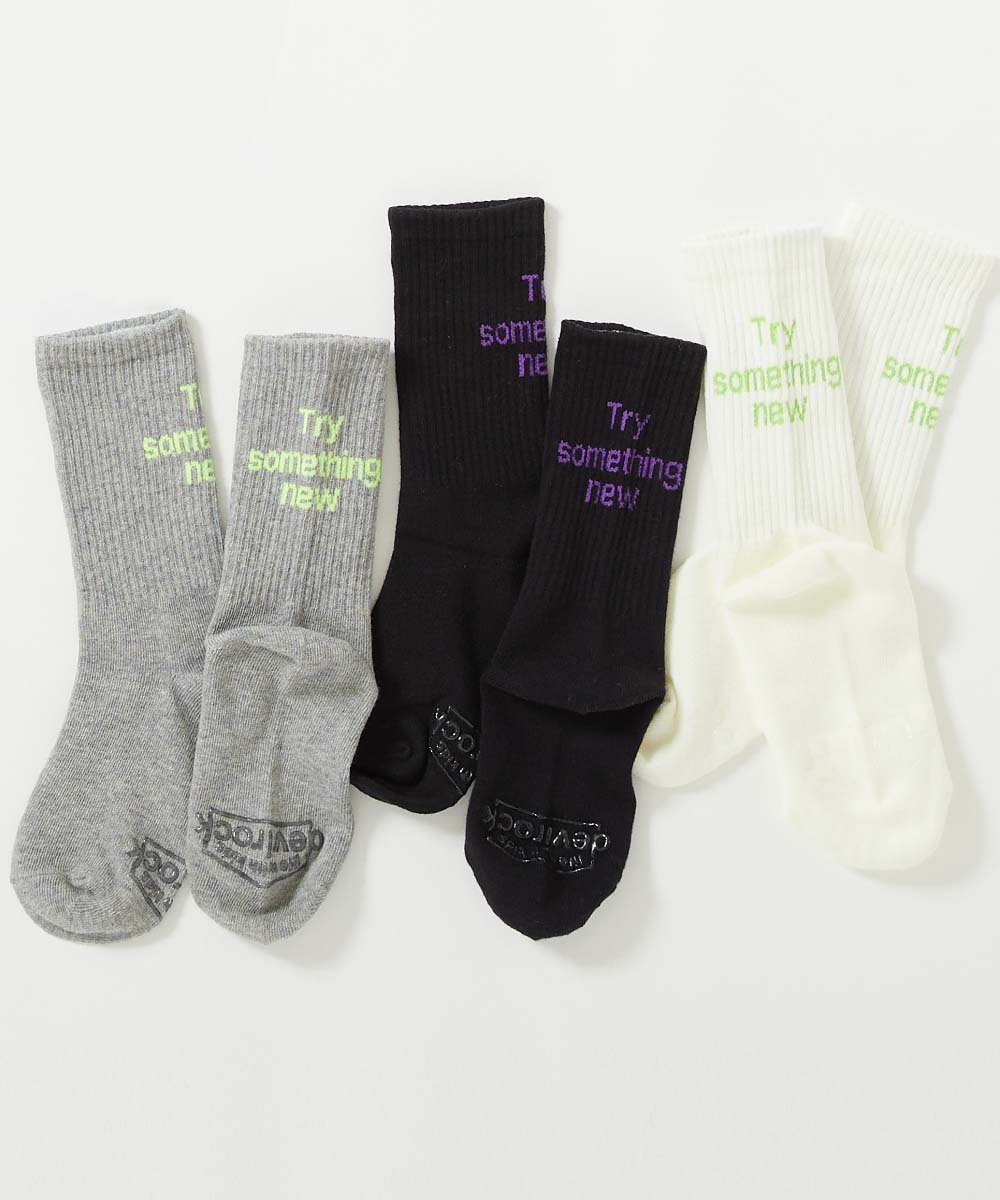 【デビロック/devirock / KIDS】の3足セット ネオンカラー ロゴソックス 靴下 25AW インテリア・キッズ・メンズ・レディースファッション・服の通販 founy(ファニー) 　ファッション　Fashion　キッズファッション　Fashion for Kids　サンダル　Sandals, Summer Shoes　シンプル　Simple, Minimal　スニーカー　Sneakers, Trainers　ソックス　Socks, Hosiery　トレンド　Trend, Trending Now　ネオン　Neon, Neon Color　2025年　2025　2025-2026秋冬・A/W　Autumn/Winter 2025–26 AW25–26　004-モノトーン1|ID: prp329100004574374 ipo3291000000032739476