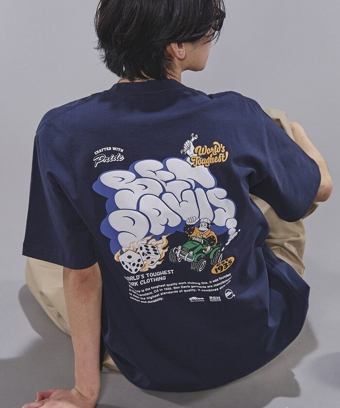 【フリークスストア/FREAK'S STORE】の別注 発泡バックプリントロゴTシャツ/ベンデイビス/プリントT/ユニセックス【限定展開】 25SS インテリア・キッズ・メンズ・レディースファッション・服の通販 founy(ファニー) 　ファッション　Fashion　レディースファッション　WOMEN　トップス・カットソー　Tops/Tshirt　シャツ/ブラウス　Shirts/Blouses　ロング / Tシャツ　T-Shirts　バッグ　Bag　2025年　2025　2025春夏・S/S　Ss,Spring/Summer,2025　シンプル　Simple　フロント　Front　プリント　Print　ルーズ　Loose　ワンポイント　One Point　別注　Special Order　夏　Summer　S/S・春夏　Ss・Spring/Summer　ネイビー|ID: prp329100004574425 ipo3291000000032383075