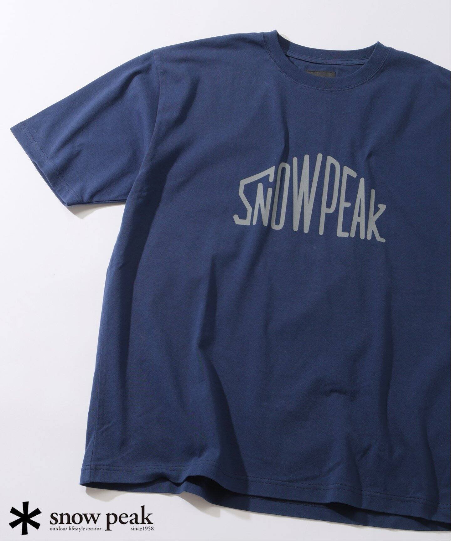 【ジャーナルスタンダード レリューム/JOURNAL STANDARD relume / MEN】のSNOWPEAK / スノーピーク 別注 トラペゾイド ロゴTシャツ インテリア・キッズ・メンズ・レディースファッション・服の通販 founy(ファニー) 　ファッション　Fashion　メンズファッション　Fashion for Men　イエロー　Yellow　コラボ　Collaboration, Collab　フィット　Fit, Slim Fit　ボックス　Boxy, Box Shape　リラックス　Relax, Relaxed Fit　別注　Limited Edition, Custom Order　台形　A-Line, Trapezoid Shape　夏　Summer　ネイビー|ID: prp329100004574489 ipo3291000000032713180