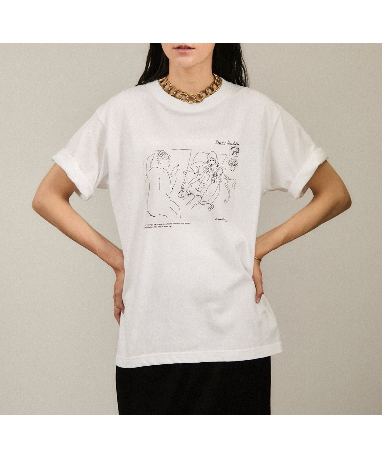 【サロン アダム エ ロペ/SALON adam et rope'】の【WEB限定】マティスアートTシャツ インテリア・キッズ・メンズ・レディースファッション・服の通販 founy(ファニー) 　ファッション　Fashion　レディースファッション　Ladies' Fashion Online　トップス・カットソー　Tops/Tshirt　シャツ/ブラウス　Shirts/Blouses　ロング / Tシャツ　T-Shirts　インナー　Inner　ヴィンテージ　Vintage　洗える　Washable　吸水　Water Absorption　シンプル　Simple　ジャケット　Jacket　デニム　Denim　フェミニン　Feminine　フランス　France　プリント　Print　ボトム　Bottom　ワーク　Work　夏　Summer　ホワイト系(14)|ID: prp329100004574510 ipo3291000000032683557