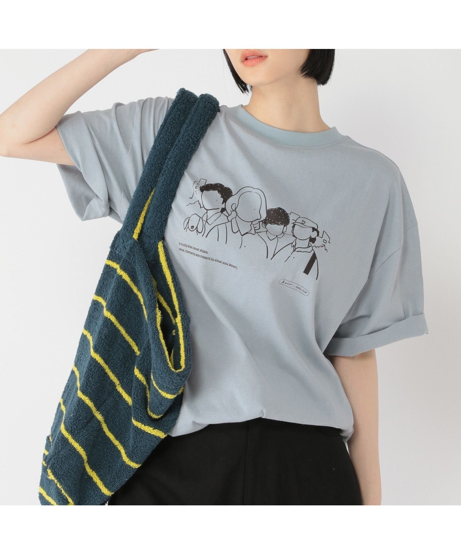 【スタディオ クリップ/studio CLIP】の【daily CLIP×Rooo Lou】プリントTシャツ 人気、トレンドファッション・服の通販 founy(ファニー) 　ファッション　Fashion　レディースファッション　WOMEN　トップス・カットソー　Tops/Tshirt　シャツ/ブラウス　Shirts/Blouses　ロング / Tシャツ　T-Shirts　アクリル　Acrylic　イラスト　Illustration　クール　Cool　コラボ　Collaboration　プリント　Print　 other-1|ID: prp329100004574515 ipo3291000000032383879