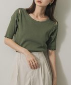 【センスオブプレイス/SENSE OF PLACE by URBAN RESEARCH】のカットアウトピグメントトップ(5分袖) 人気、トレンドファッション・服の通販 founy(ファニー) ファッション Fashion レディースファッション Fashion for Women トップス・カットソー Cut & Sew Tops 2025年 2025 2025春夏・S/S Spring/Summer 2025 SS25 シンプル Simple, Minimal ボトム Bottoms, Lower Wear 今季 This Season, Current Season 夏 Summer S/S・春夏 SS, Spring/Summer, Warm Season thumbnail KHAKI|ID: prp329100004574628 ipo3291000000033611822