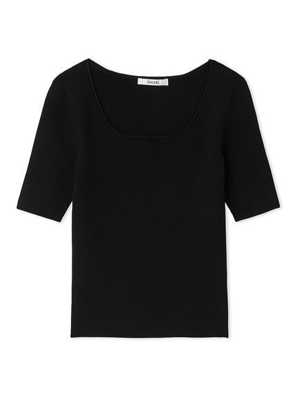 【スナイデル/SNIDEL】のリブニットプルオーバー インテリア・キッズ・メンズ・レディースファッション・服の通販 founy(ファニー) 　ファッション　Fashion　レディースファッション　WOMEN　トップス・カットソー　Tops/Tshirt　ニット　Knit Tops　プルオーバー　Pullover　シンプル　Simple　スクエア　Square　デコルテ　Decolletage　フィット　Fit　ベーシック　Basic　ボトム　Bottom　リブニット　Rib Knit　BLK[009]|ID: prp329100004574649 ipo3291000000032385456