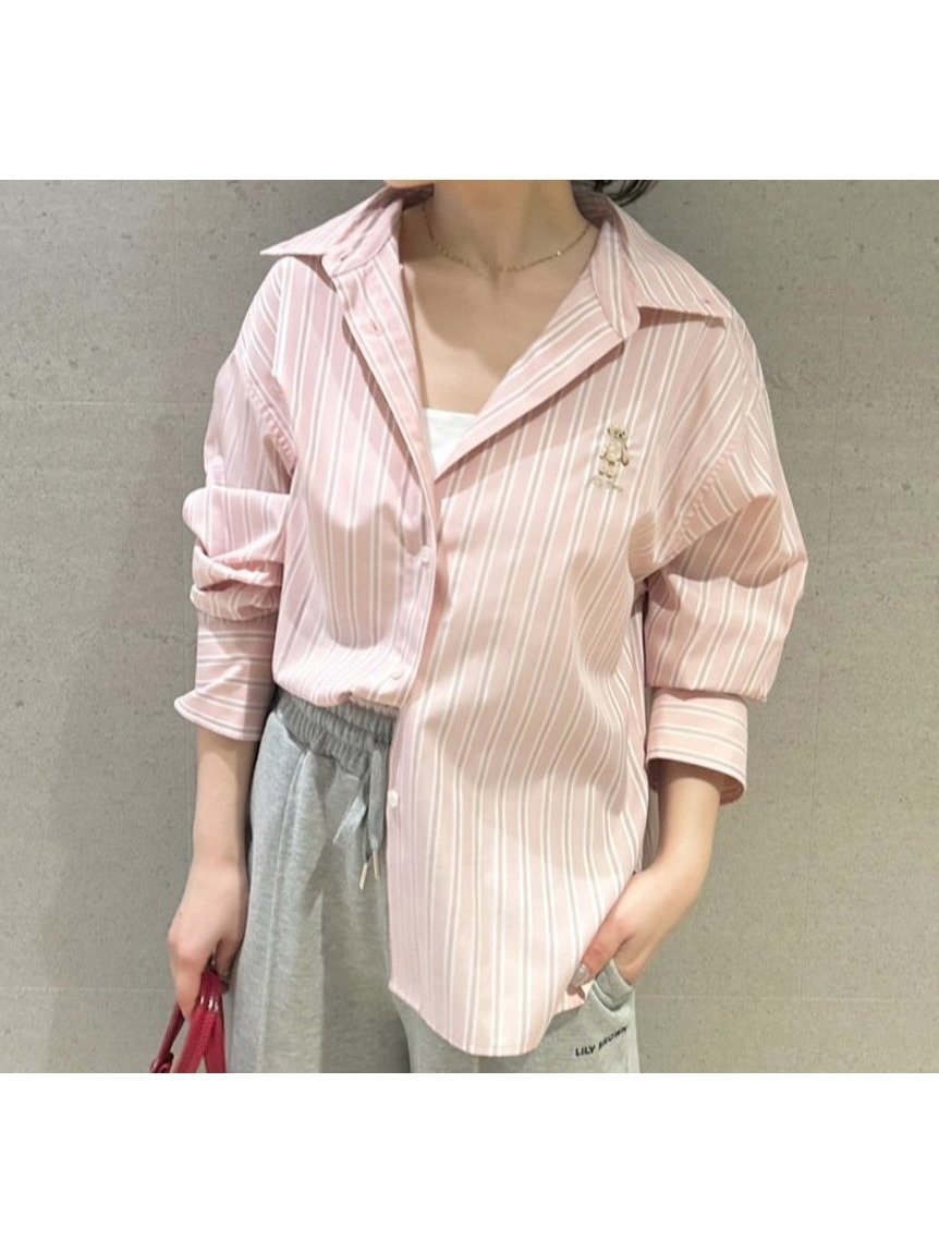 【リリーブラウン/Lily Brown】のLily Bearクラシックシャツ インテリア・キッズ・メンズ・レディースファッション・服の通販 founy(ファニー) 　ファッション　Fashion　レディースファッション　Fashion for Women　トップス・カットソー　Cut & Sew Tops　シャツ・ブラウス・オフィスカジュアル　Elegant Blouses & Button-Ups　カーディガン　Cardigan, Knitwear　クラシック　Classic, Timeless Style　ストライプ　Stripe, Striped Pattern　チェック　Check, Plaid, Tartan　ベーシック　Basic, Essential　人気　Popular, Best Seller　今季　This Season, Current Season　春　Spring　雑誌　Magazine, Fashion Magazine　PNK[066]|ID: prp329100004574674 ipo3291000000033717931