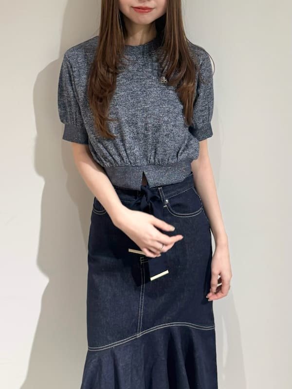 【スナイデル/SNIDEL】のSustainableヘムリボンスウェットプルオーバー インテリア・キッズ・メンズ・レディースファッション・服の通販 founy(ファニー) 　ファッション　Fashion　レディースファッション　WOMEN　トップス・カットソー　Tops/Tshirt　パーカ　Sweats　プルオーバー　Pullover　スウェット　Sweat　エレガント 上品　Elegant　スウェット　Sweat　ワンポイント　One Point　半袖　Short Sleeve　NVY[089]|ID: prp329100004574680 ipo3291000000032385934