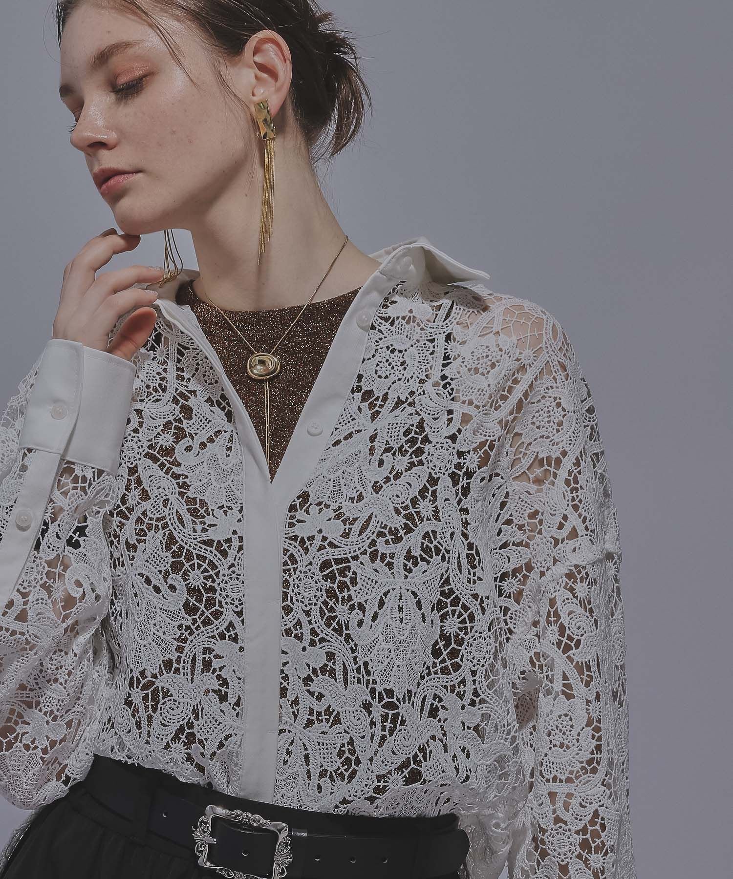 【ハレ/HARE】のミドルレースシャツ インテリア・キッズ・メンズ・レディースファッション・服の通販 founy(ファニー) 　ファッション　Fashion　レディースファッション　Ladies' Fashion Online　トップス・カットソー　Tops/Tshirt　シャツ/ブラウス　Shirts/Blouses　インナー　Inner　ウェーブ　Wave　ストレート　Straight　セットアップ　Set Up　タンク　Tank　フレア　Flare　レース　Race　エレガント 上品　Elegant　羽織　Haori　ホワイト08|ID: prp329100004574683 ipo3291000000032521347