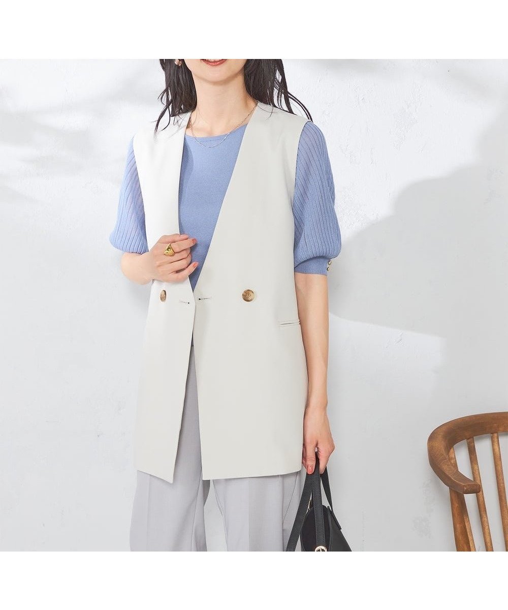 【アー ヴェー ヴェー/a.v.v】のベルト付きノーカラージレ 人気、トレンドファッション・服の通販 founy(ファニー) 　ファッション　Fashion　レディースファッション　Fashion for Women　アウター　Coat / Outerwear Collection　トップス・カットソー　Cut & Sew Tops　ベスト&ジレ / 重ね着スタイル　Vests & Gilets　ベルト&ウエストマーク　Belts & Waist Accessories　シンプル　Simple, Minimal　ダウン　Down, Puffer　デニム　Denim, Jeans Material　バランス　Balance, Style Balance　フレア　Flare, Flared　ボトム　Bottoms, Lower Wear　再入荷　Restock / Back in Stock　おすすめ　Recommended / Our Picks　 other-1|ID: prp329100004574687 ipo3291000000033844369