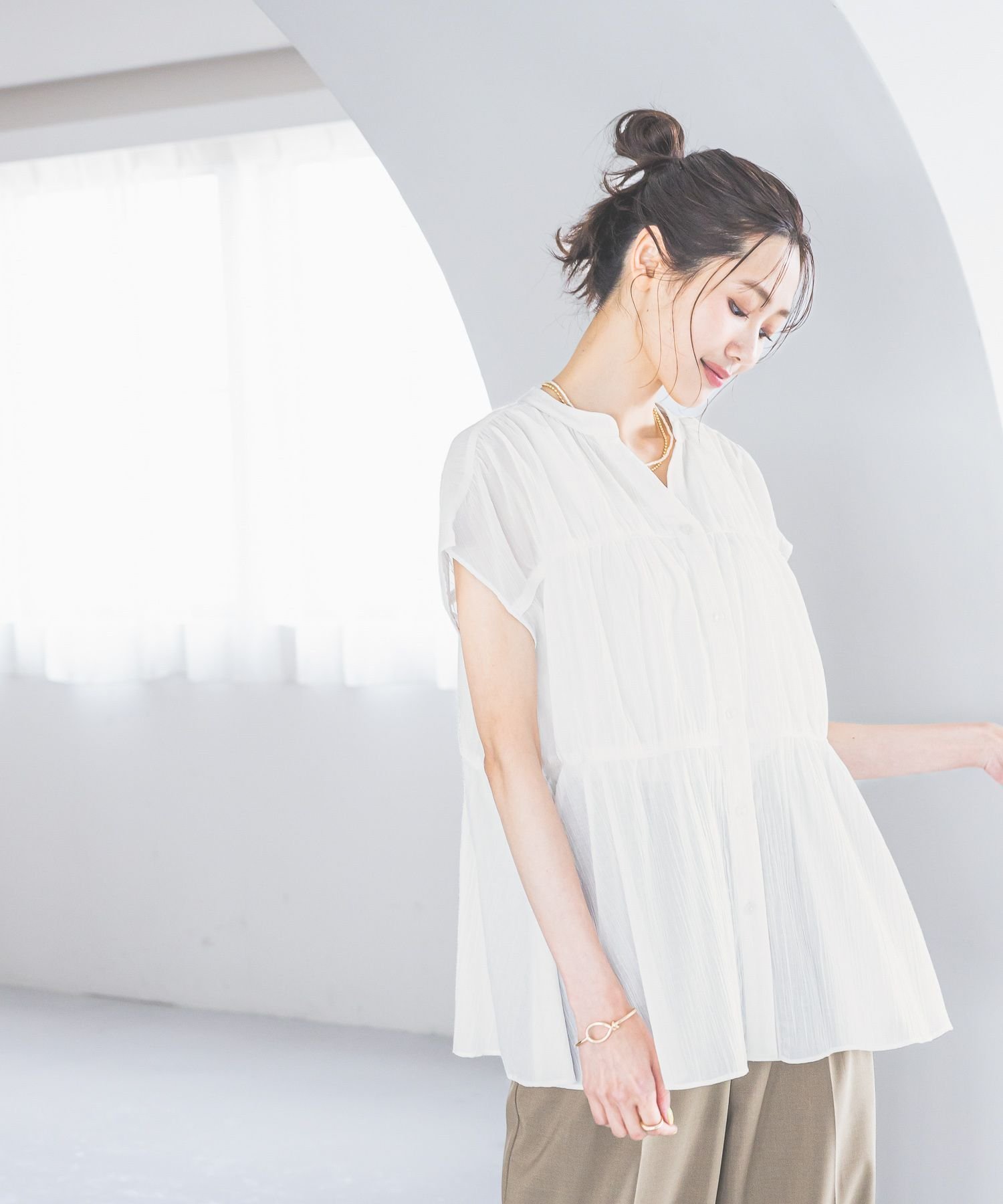 【グローバルワーク/GLOBAL WORK】のエアリーリラックスブラウスノースリーブ/492316 人気、トレンドファッション・服の通販 founy(ファニー) 　ファッション　Fashion　レディースファッション　Fashion for Women　トップス・カットソー　Cut & Sew Tops　キャミソール&ノースリーブ　Camisoles & Sleeveless Tops　シャツ・ブラウス・オフィスカジュアル　Elegant Blouses & Button-Ups　おすすめ　Recommended / Our Picks　デニム　Denim, Jeans Material　バランス　Balance, Style Balance　ボトム　Bottoms, Lower Wear　ワイド　Wide, Wide Fit　 other-1|ID: prp329100004574696 ipo3291000000032620891