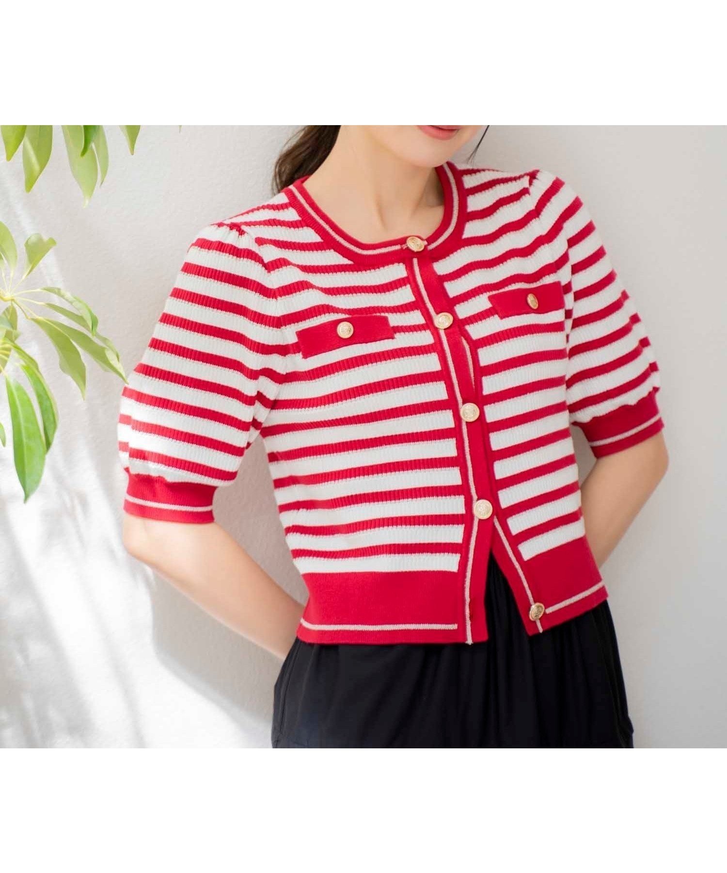 【ノエラ/Noela】のマリンボーダーニット インテリア・キッズ・メンズ・レディースファッション・服の通販 founy(ファニー) 　ファッション　Fashion　レディースファッション　WOMEN　トップス・カットソー　Tops/Tshirt　ニット　Knit Tops　おすすめ　Recommend　デニム　Denim　ボトム　Bottom　ボーダー　Border　ポケット　Pocket　レッド|ID: prp329100004574708 ipo3291000000032386295