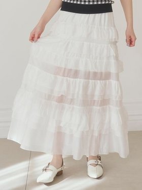 【ファーファー/FURFUR】のシアーフリルティアードスカート 人気、トレンドファッション・服の通販 founy(ファニー) ファッション Fashion レディースファッション Ladies' Fashion Online スカート Skirt ティアードスカート Tiered Skirts バランス Balance フェミニン Feminine フリル Frills フレア Flare |ID:prp329100004574792
