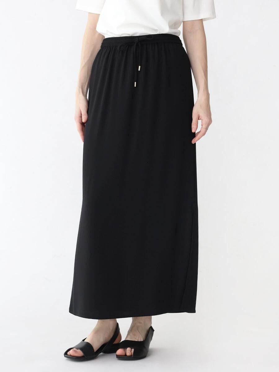 【ラシュッド/LASUD】のバックサテンナロースカート インテリア・キッズ・メンズ・レディースファッション・服の通販 founy(ファニー) 　ファッション　Fashion　レディースファッション　Fashion for Women　スカート　Skirts　バッグ　Bags　サテン　Satin, Glossy Fabric　スリット　Slit, Slit Detail　セットアップ　Set-Up, Coordinated Outfit　ドレープ　Drape, Draping Fabric　ベーシック　Basic, Essential　エレガント 上品　Elegant　ブラック|ID: prp329100004574937 ipo3291000000032656241