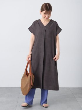 【テチチ/Te chichi】の【接触冷感】麻調サックワンピース 人気、トレンドファッション・服の通販 founy(ファニー) ファッション Fashion レディースファッション Fashion for Women ワンピース Dresses エレガント 上品 Elegant |ID:prp329100004575048