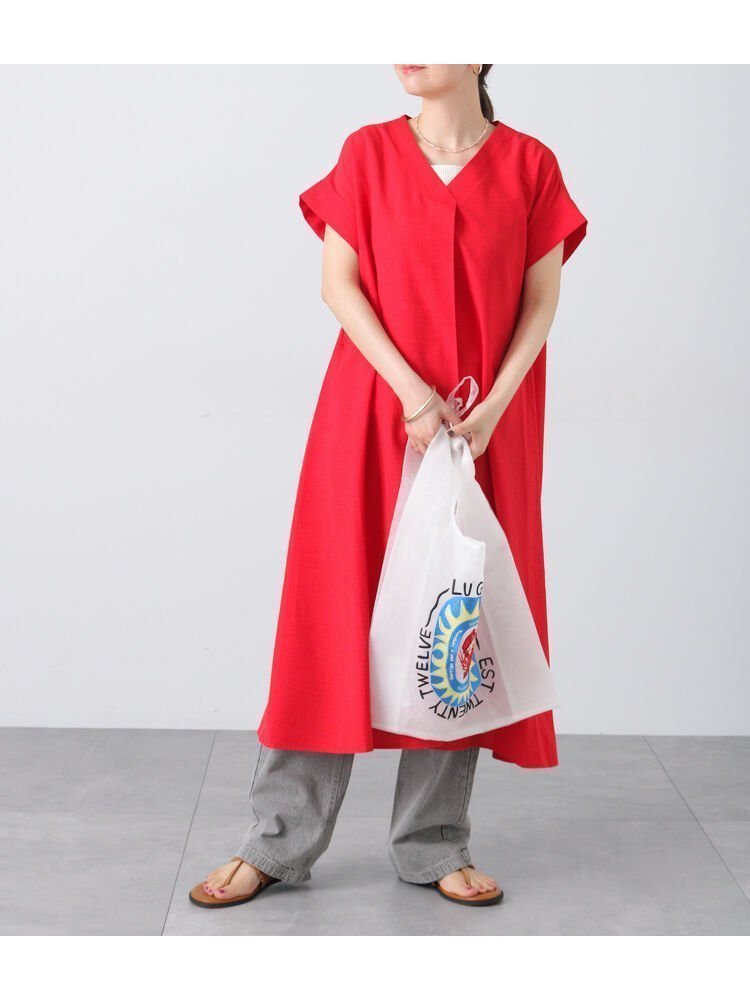 【テチチ/Te chichi】の【接触冷感】麻調サックワンピース インテリア・キッズ・メンズ・レディースファッション・服の通販 founy(ファニー) 　ファッション　Fashion　レディースファッション　Fashion for Women　ワンピース　Dresses　エレガント 上品　Elegant　レッド|ID: prp329100004575048 ipo3291000000033024575