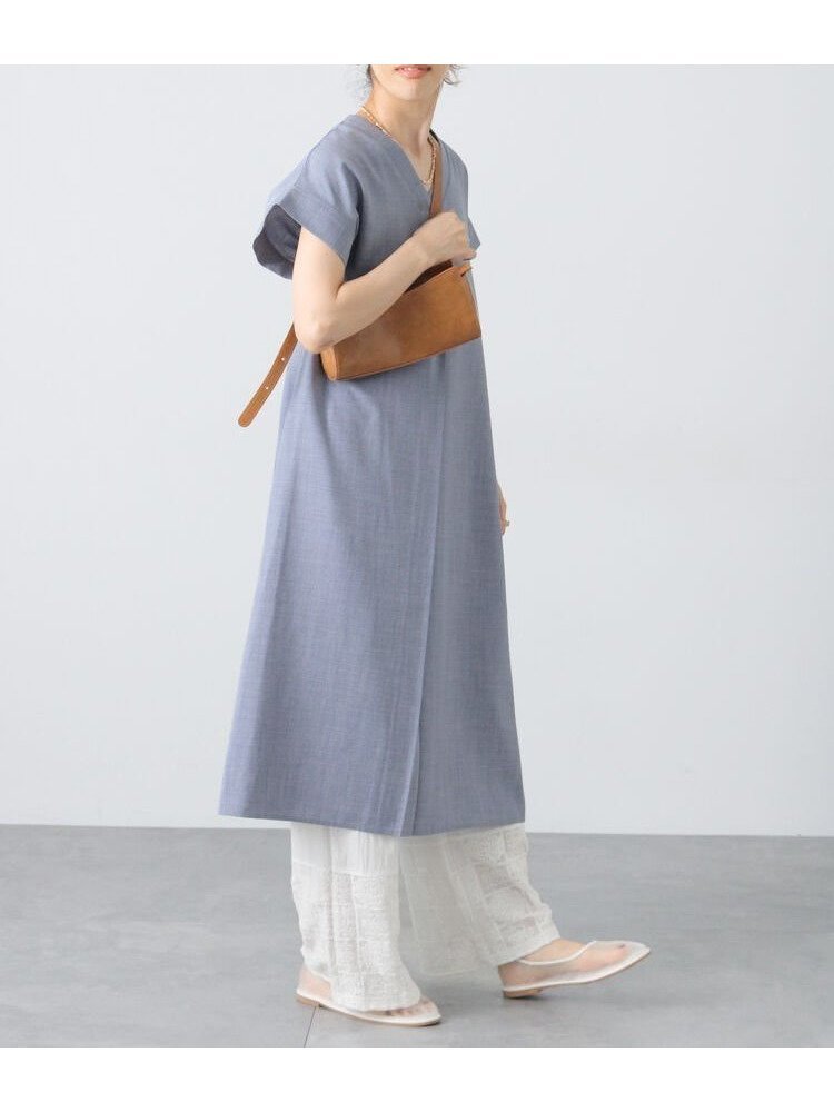 【テチチ/Te chichi】の【接触冷感】麻調サックワンピース インテリア・キッズ・メンズ・レディースファッション・服の通販 founy(ファニー) 　ファッション　Fashion　レディースファッション　Fashion for Women　ワンピース　Dresses　エレガント 上品　Elegant　ブルー|ID: prp329100004575048 ipo3291000000033024577