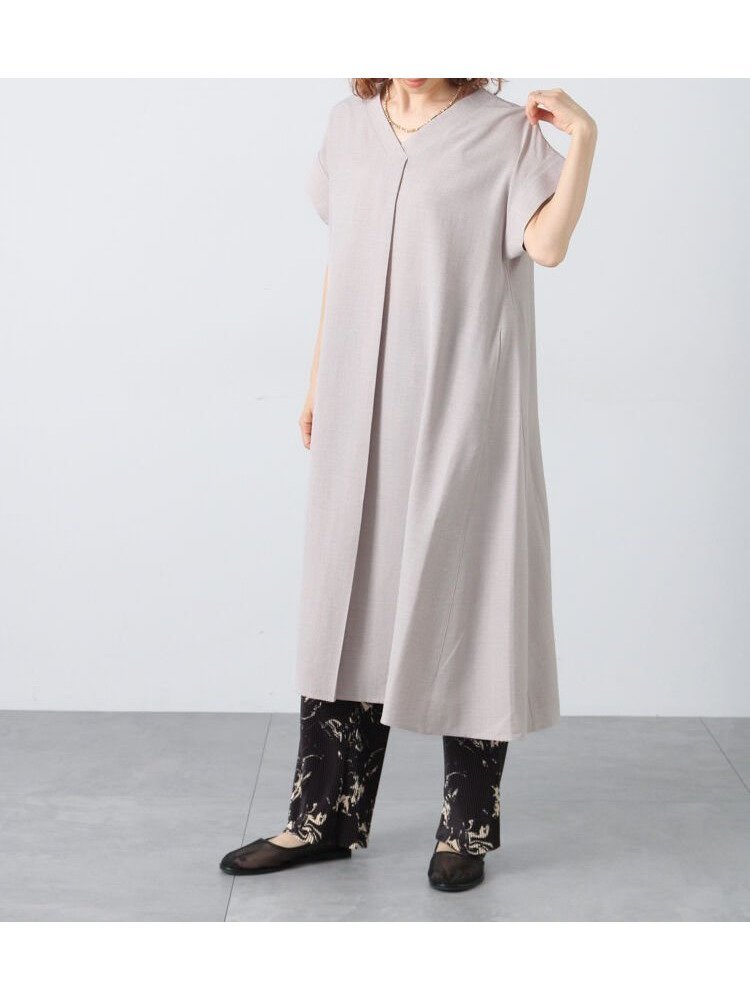 【テチチ/Te chichi】の【接触冷感】麻調サックワンピース インテリア・キッズ・メンズ・レディースファッション・服の通販 founy(ファニー) 　ファッション　Fashion　レディースファッション　Fashion for Women　ワンピース　Dresses　エレガント 上品　Elegant　ベージュ|ID: prp329100004575048 ipo3291000000033024578