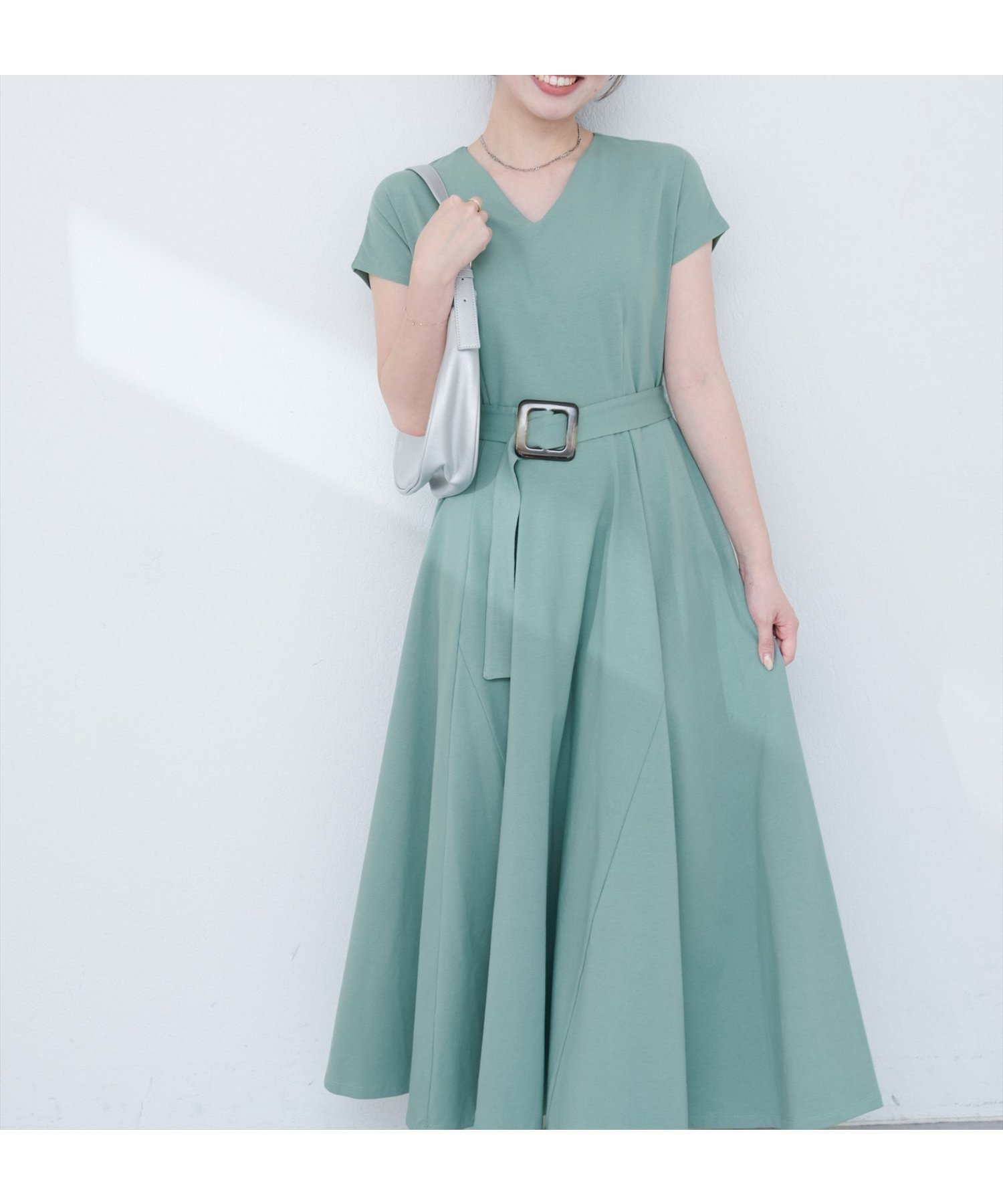 【ナチュラルクチュール/natural couture】の【sherbet line】Vネックカットソーワンピース インテリア・キッズ・メンズ・レディースファッション・服の通販 founy(ファニー) 　ファッション　Fashion　レディースファッション　Fashion for Women　ワンピース　Dresses　インナー　Innerwear　カットソー　Cut and Sewn Top　サンダル　Sandals, Summer Shoes　ジャケット　Jacket, Outerwear　スニーカー　Sneakers, Trainers　ダウン　Down, Puffer　フレア　Flare, Flared　ポケット　Pocket, Pocket Detail　リゾート　Resort, Vacation Style　おすすめ　Recommended / Our Picks　夏　Summer　2025年　2025　2025春夏・S/S　Spring/Summer 2025 SS25　ミント|ID: prp329100004575079 ipo3291000000033568155