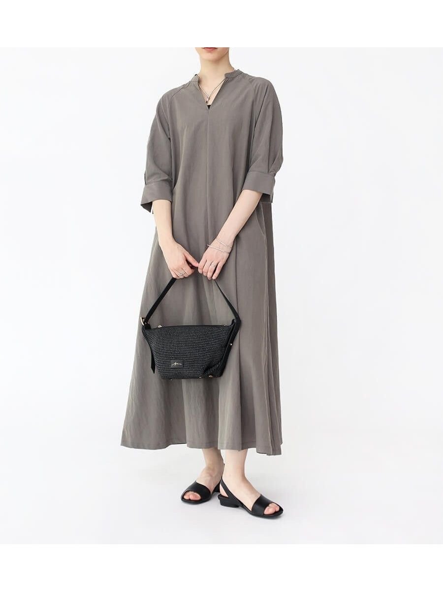【ラシュッド/LASUD】のテンセル麻混タックスリーブOP インテリア・キッズ・メンズ・レディースファッション・服の通販 founy(ファニー) 　ファッション　Fashion　レディースファッション　Fashion for Women　ワンピース　Dresses　スリット　Slit, Slit Detail　スリーブ　Sleeve, Long Sleeve / Short Sleeve　ドレープ　Drape, Draping Fabric　バランス　Balance, Style Balance　フレア　Flare, Flared　おすすめ　Recommended / Our Picks　夏　Summer　エレガント 上品　Elegant　グレー|ID: prp329100004575095 ipo3291000000032666176