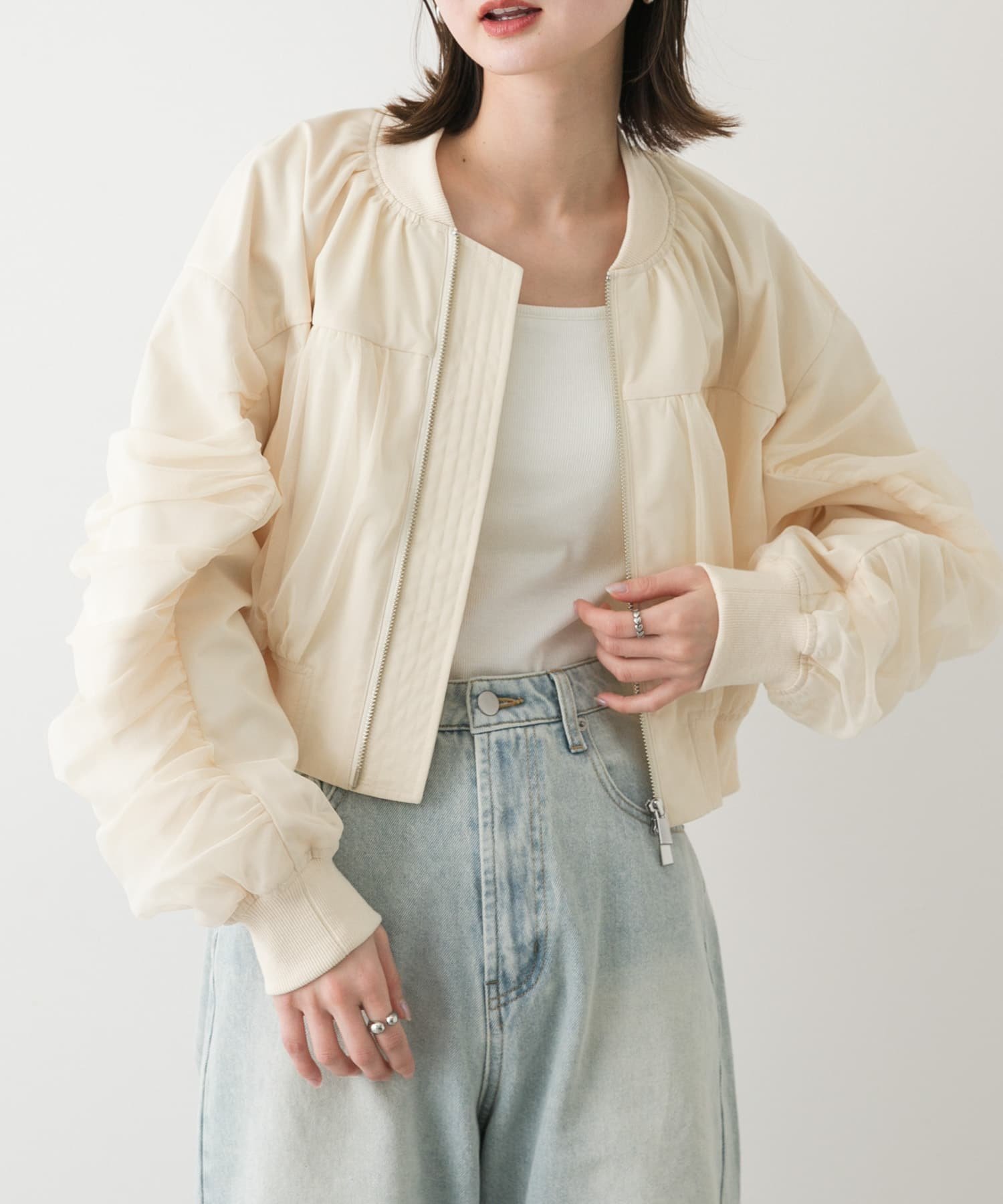 【センスオブプレイス/SENSE OF PLACE by URBAN RESEARCH】のチュールレイヤードブルゾン 人気、トレンドファッション・服の通販 founy(ファニー) 　ファッション　Fashion　レディースファッション　WOMEN　アウター　Coat Outerwear　ブルゾン　Blouson/Jackets　2025年　2025　2025春夏・S/S　Ss,Spring/Summer,2025　ガウン　Gown　クロップド　Cropped　シアー　Sheer　スウェット　Sweat　チュール　Tulle　トレンド　Trend　今季　This Season　夏　Summer　春　Spring　S/S・春夏　Ss・Spring/Summer　 other-1|ID: prp329100004575110 ipo3291000000032391278