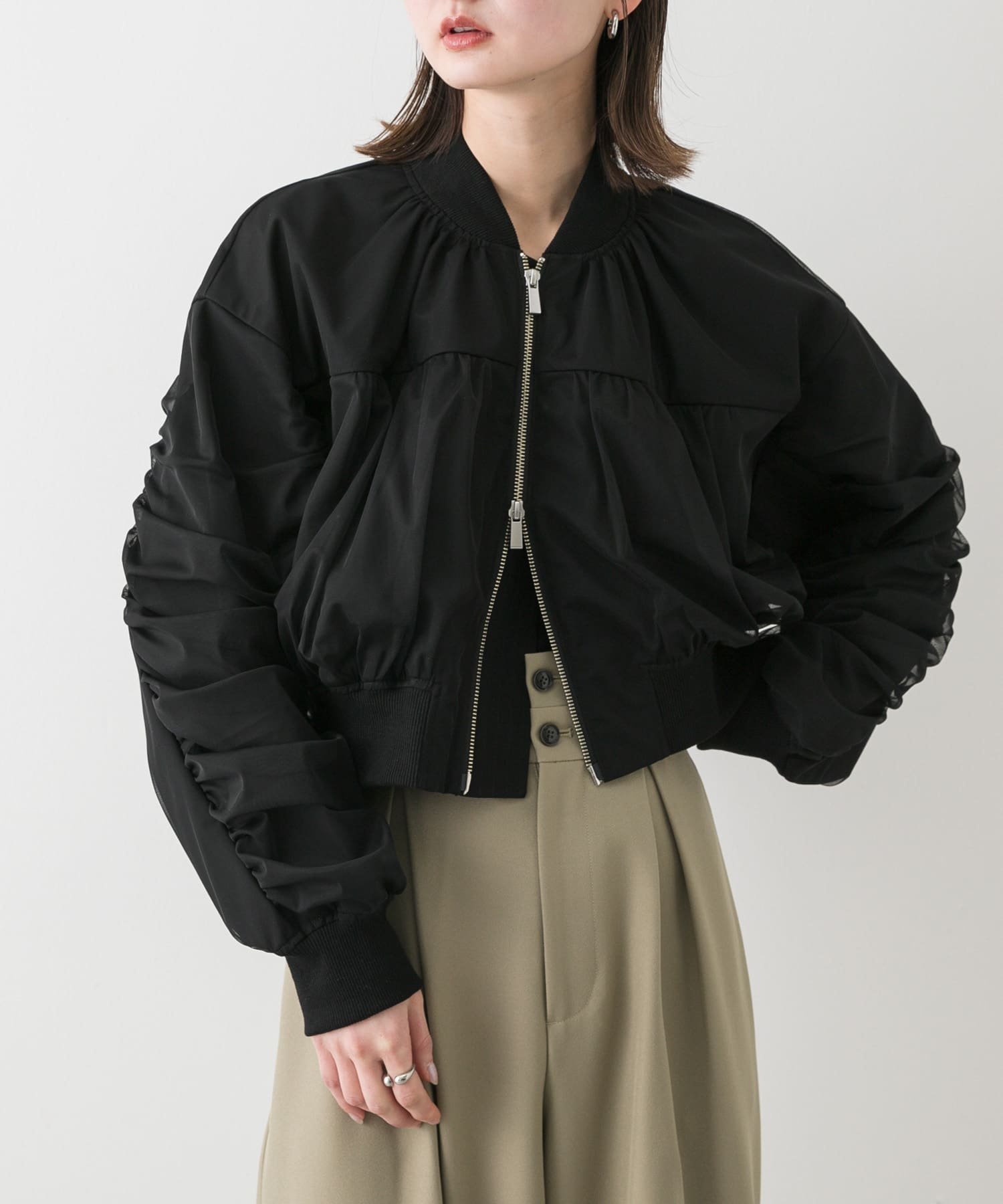 【センスオブプレイス/SENSE OF PLACE by URBAN RESEARCH】のチュールレイヤードブルゾン インテリア・キッズ・メンズ・レディースファッション・服の通販 founy(ファニー) 　ファッション　Fashion　レディースファッション　WOMEN　アウター　Coat Outerwear　ブルゾン　Blouson/Jackets　2025年　2025　2025春夏・S/S　Ss,Spring/Summer,2025　ガウン　Gown　クロップド　Cropped　シアー　Sheer　スウェット　Sweat　チュール　Tulle　トレンド　Trend　今季　This Season　夏　Summer　春　Spring　S/S・春夏　Ss・Spring/Summer　BLACK|ID: prp329100004575110 ipo3291000000032391288