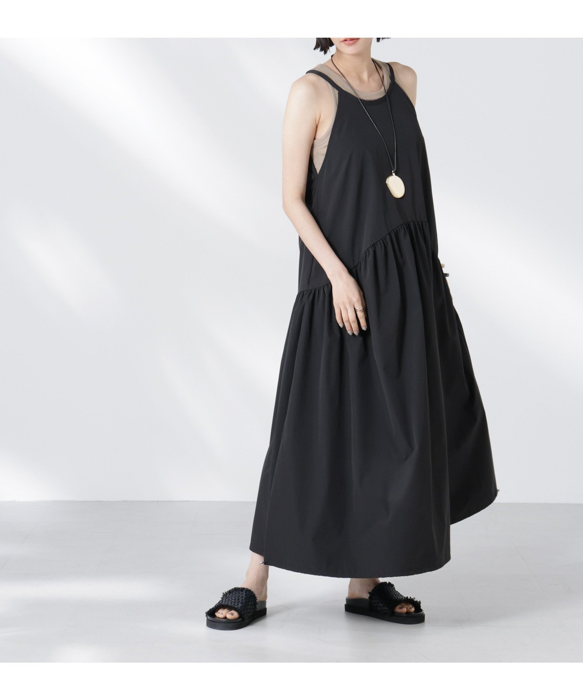 【ナノ ユニバース/nano universe】のアメスリバルーンワンピース インテリア・キッズ・メンズ・レディースファッション・服の通販 founy(ファニー) 　ファッション　Fashion　レディースファッション　Fashion for Women　ワンピース　Dresses　インナー　Innerwear　ウォッシャブル　Machine Washable　キャミソール　Camisole, Spaghetti Strap Top　スニーカー　Sneakers, Trainers　スポーティ　Sporty, Casual Athletic　デニム　Denim, Jeans Material　バルーン　Balloon, Balloon Silhouette　リボン　Ribbon, Bow　おすすめ　Recommended / Our Picks　2025年　2025　2025-2026秋冬・A/W　Autumn/Winter 2025–26 AW25–26　ブラック|ID: prp329100004575124 ipo3291000000033238468