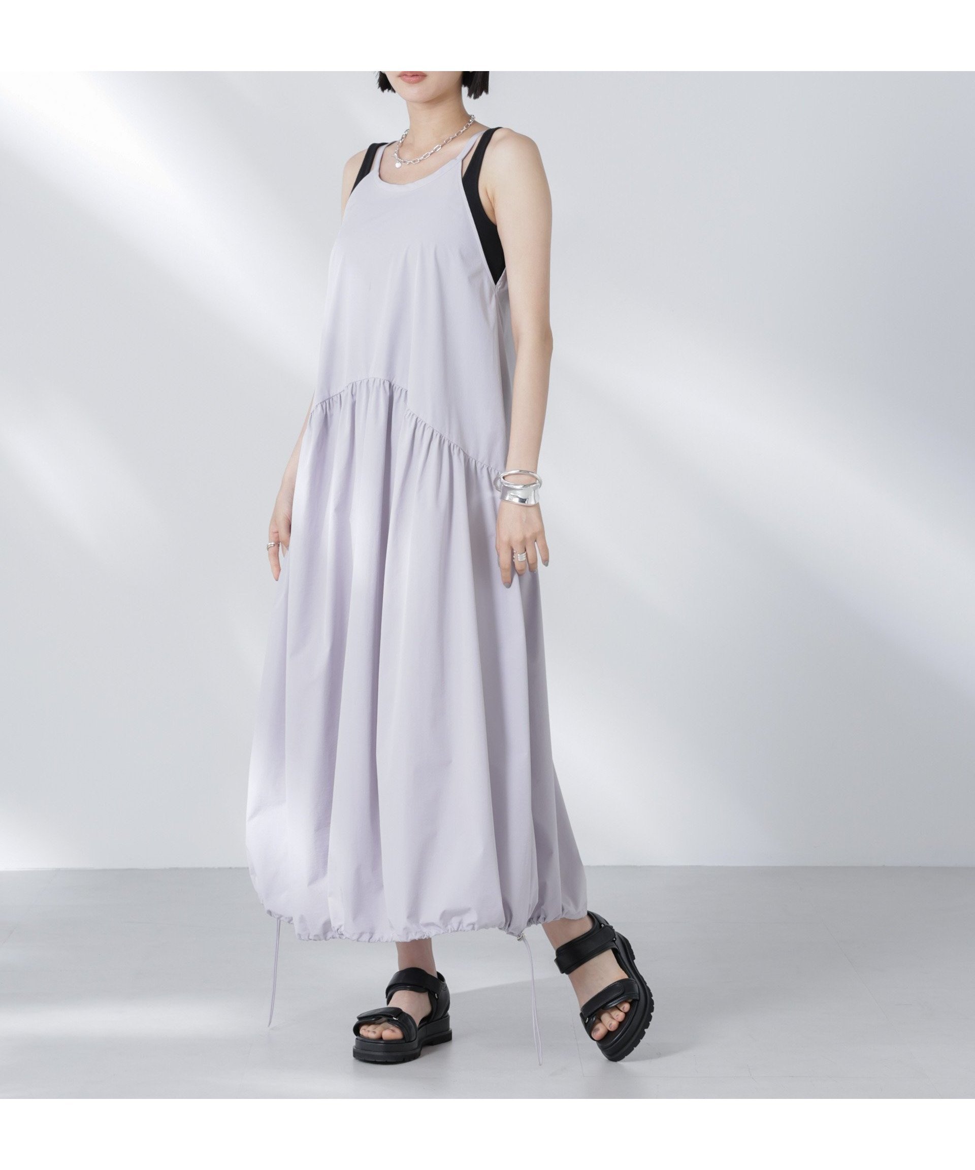 【ナノ ユニバース/nano universe】のアメスリバルーンワンピース インテリア・キッズ・メンズ・レディースファッション・服の通販 founy(ファニー) 　ファッション　Fashion　レディースファッション　Fashion for Women　ワンピース　Dresses　インナー　Innerwear　ウォッシャブル　Machine Washable　キャミソール　Camisole, Spaghetti Strap Top　スニーカー　Sneakers, Trainers　スポーティ　Sporty, Casual Athletic　デニム　Denim, Jeans Material　バルーン　Balloon, Balloon Silhouette　リボン　Ribbon, Bow　おすすめ　Recommended / Our Picks　2025年　2025　2025-2026秋冬・A/W　Autumn/Winter 2025–26 AW25–26　L.グレー1|ID: prp329100004575124 ipo3291000000033238469