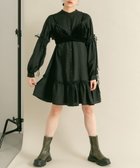 【ケービーエフ/KBF / URBAN RESEARCH】のボリュームスリーブストライプミニワンピース BLACK|ID: prp329100004575185 ipo3291000000032727868