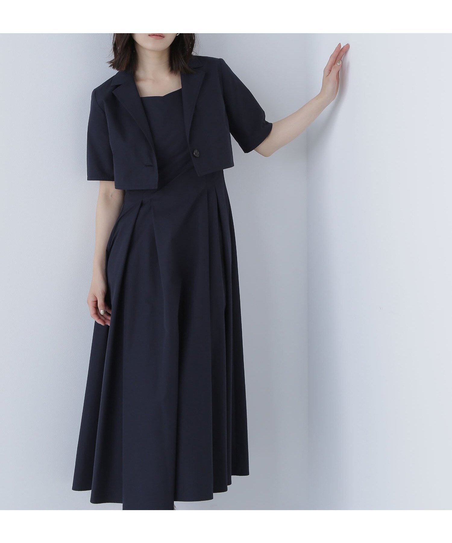 【ナチュラル ビューティー ベーシック/NATURAL BEAUTY BASIC】のショートジャケット ジャンスカ インテリア・キッズ・メンズ・レディースファッション・服の通販 founy(ファニー) 　ファッション　Fashion　レディースファッション　WOMEN　アウター　Coat Outerwear　ジャケット　Jackets　ショート　Short　ジャケット　Jacket　タフタ　Taffeta　トレンド　Trend　ネイビー|ID: prp329100004575224 ipo3291000000032392530
