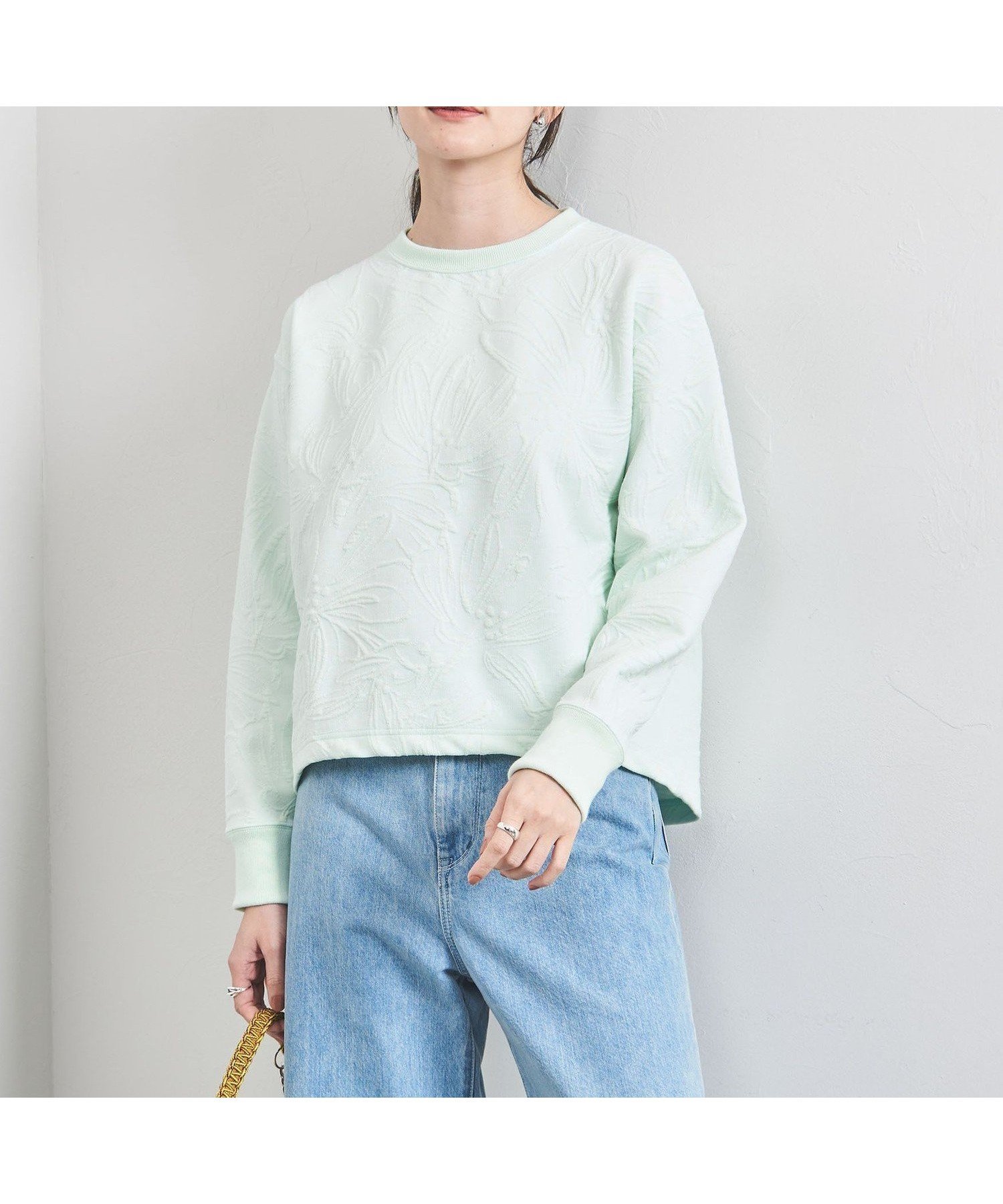 【ユナイテッドアローズ/UNITED ARROWS】のBOTANY ジャガード スウェット プルオーバー インテリア・キッズ・メンズ・レディースファッション・服の通販 founy(ファニー) 　ファッション　Fashion　レディースファッション　Fashion for Women　トップス・カットソー　Cut & Sew Tops　レディースパーカー・カジュアルフーディー　Casual Hoodies & Sweatshirts　カジュアルプルオーバー・ニットトップス　Pullovers & Knit Tops / Casual Pullovers　スウェット・クルーネックトップス　Sweatshirts & Crewnecks / Relaxed Fit Sweat Tops　ジャカード／ジャガード　Jacquard, Woven Pattern　スウェット / スエット　Sweatshirt, Sweatwear　フラワー　Flower, Floral　フレア　Flare, Flared　フロント　Front, Front Design　ボタニカル　Botanical, Floral Pattern　エレガント 上品　Elegant　人気　Popular, Best Seller　LIME|ID: prp329100004575281 ipo3291000000033377688