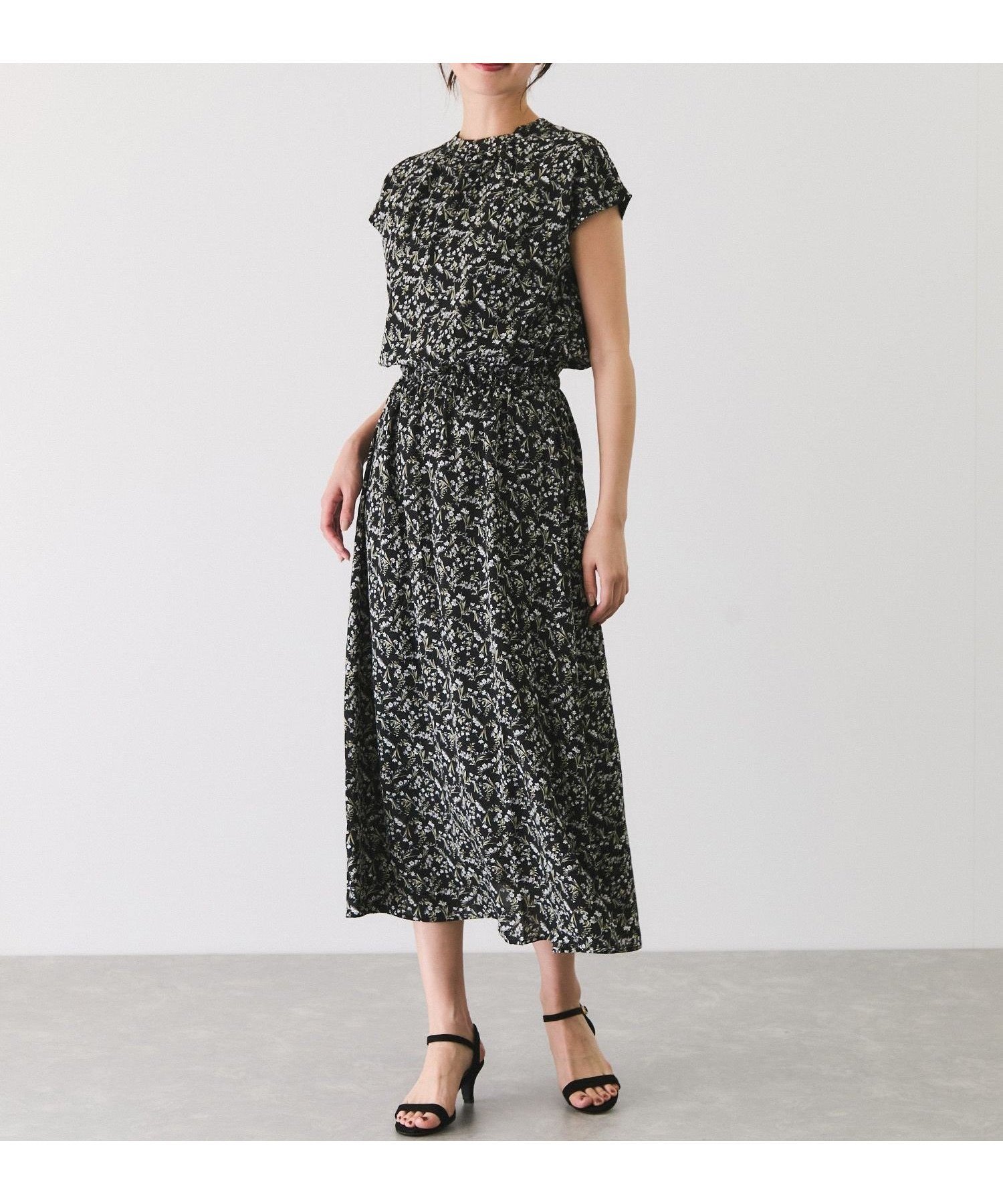 【ジャイロ/JAYRO】の花柄デシンフレンチスリーブワンピース 人気、トレンドファッション・服の通販 founy(ファニー) 　ファッション　Fashion　レディースファッション　Ladies' Fashion Online　ワンピース　Dress　春　Spring　ギャザー　Gather　サンダル　Sandals　スニーカー　Sneakers　スリーブ　Sleeve　フレア　Flare　フレンチ　French　プリント　Print　ポケット　Pocket　羽織　Haori　S/S・春夏　Ss・Spring/Summer　おすすめ　Recommend　夏　Summer　エレガント 上品　Elegant　 other-1|ID: prp329100004575308 ipo3291000000032592849