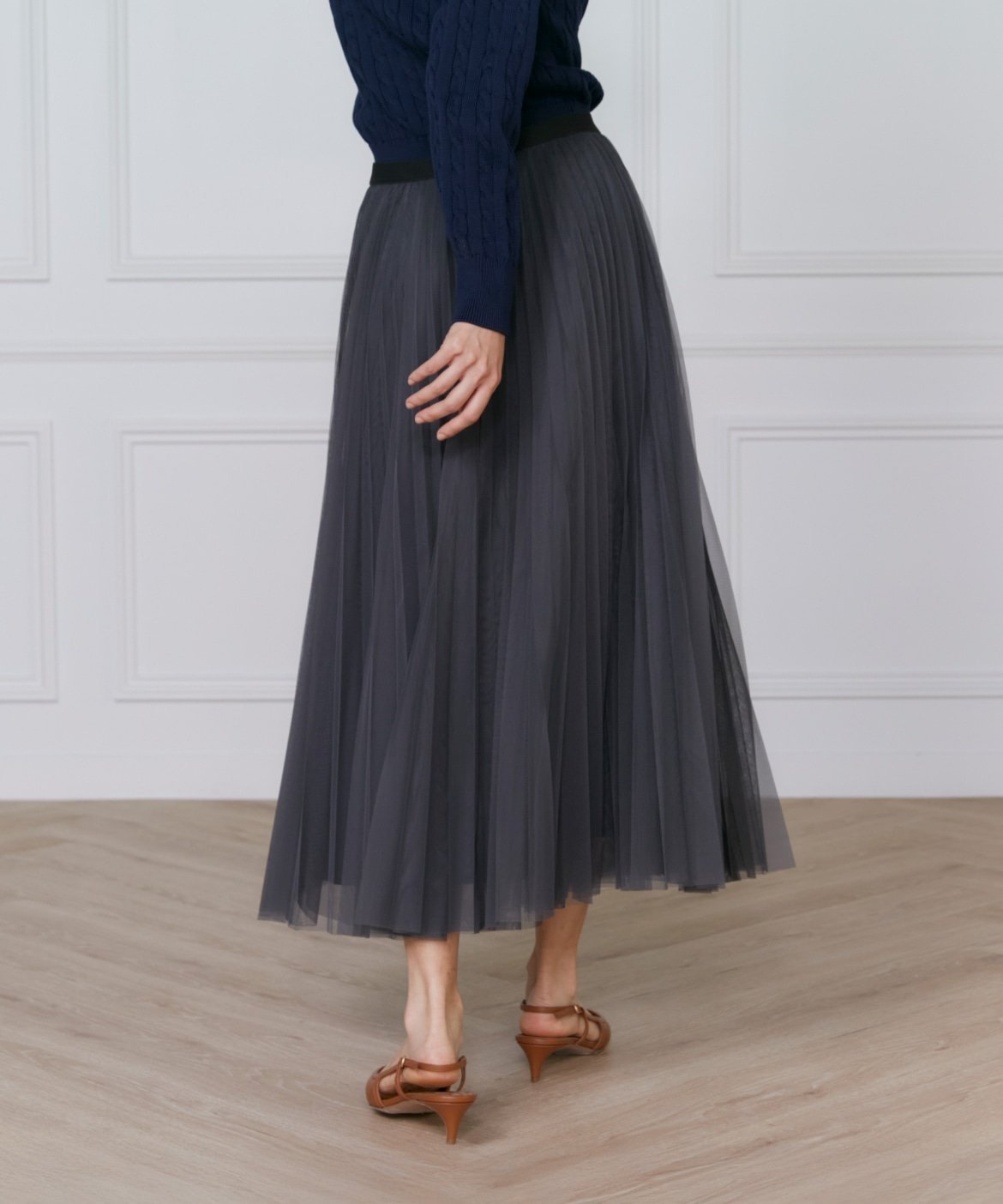 【イネド/INED】のチュールプリーツスカート インテリア・キッズ・メンズ・レディースファッション・服の通販 founy(ファニー) 　ファッション　Fashion　レディースファッション　Fashion for Women　スカート　Skirts　プリーツスカート / 上品フェミニンスタイル　Pleated Skirts　チュール　Tulip, Tulip Motif　プリーツ　Pleats, Pleated　エレガント 上品　Elegant　チャコールグレー|ID: prp329100004575327 ipo3291000000032758424