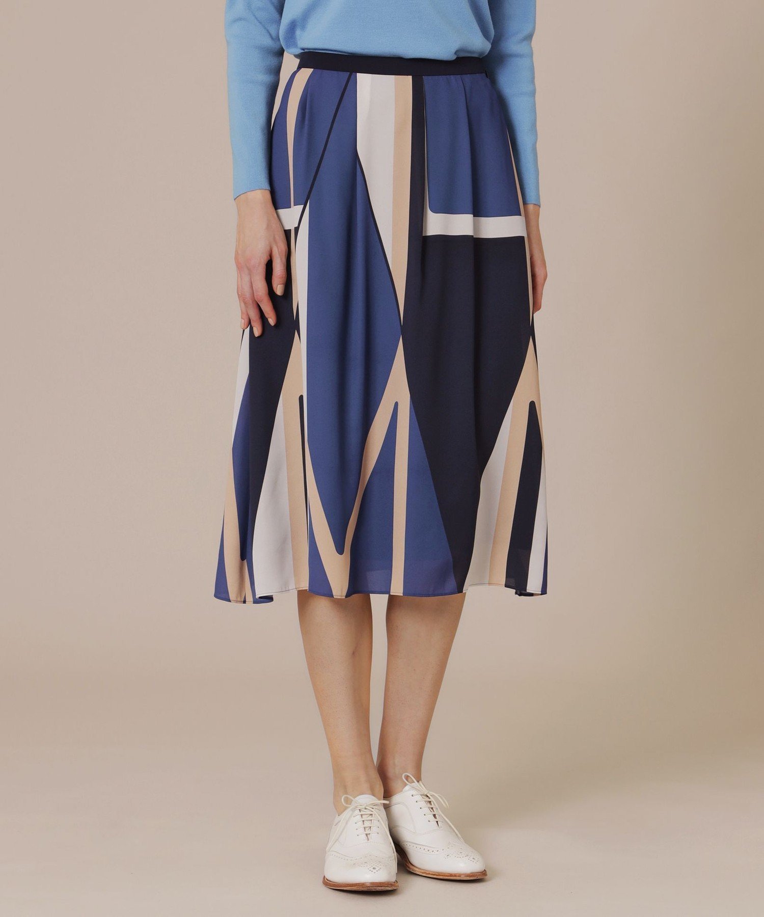 【マッキントッシュ ロンドン/MACKINTOSH LONDON】のMダイヤモンドシェイプパネルプリントスカート インテリア・キッズ・メンズ・レディースファッション・服の通販 founy(ファニー) 　ファッション　Fashion　レディースファッション　Fashion for Women　スカート　Skirts　アシンメトリー　Asymmetrical Style　ウォッシャブル　Machine Washable　パターン　Pattern, Design Print　ブロッキング　Color Blocking, Panel Design　プリント　Print, Printed Pattern　ネイビー|ID: prp329100004575336 ipo3291000000032758898